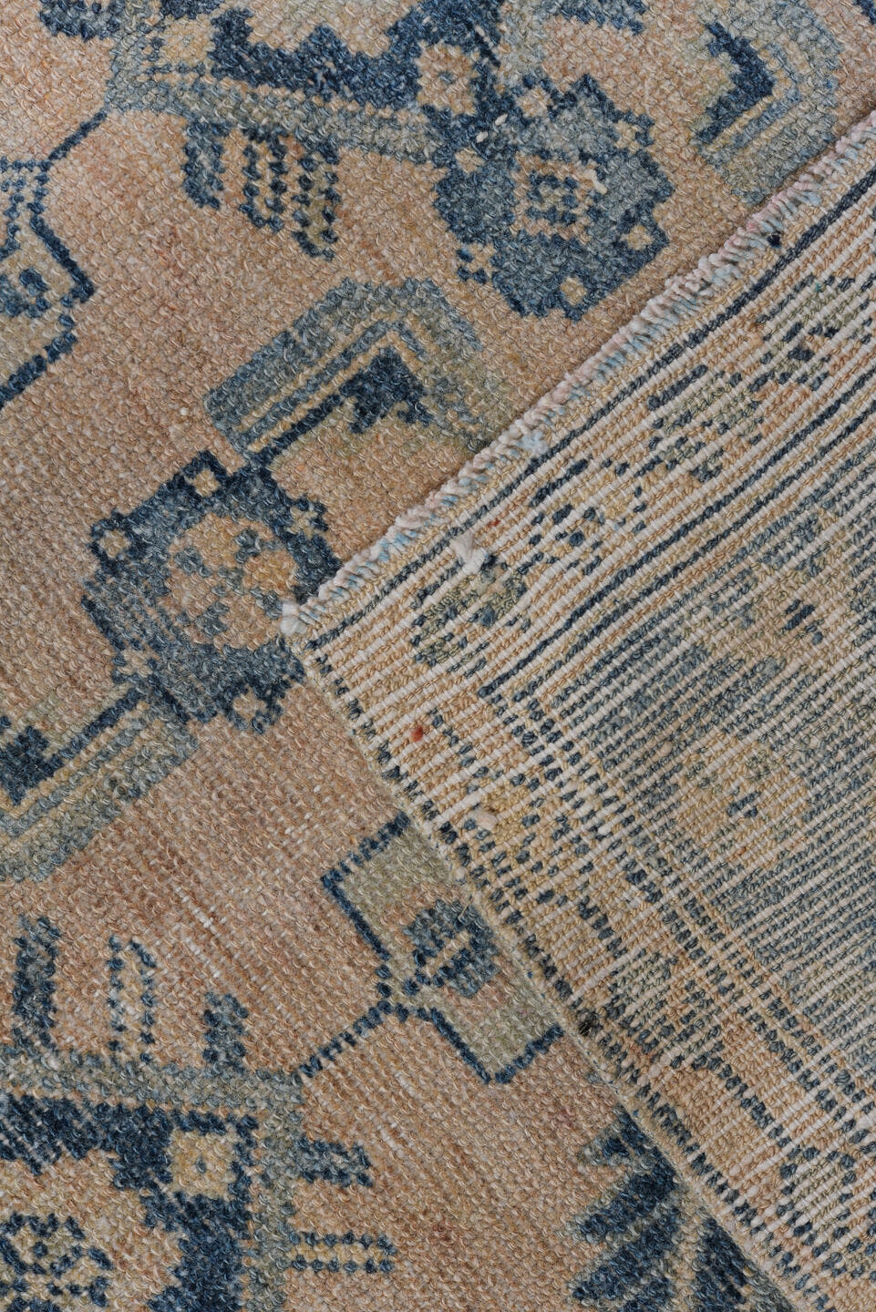 4' x 7' one-of-a-kind handmade antique Malayer rug. Color palette: ivory, slate, dusty blue, taupe, charcoal, gray, blue