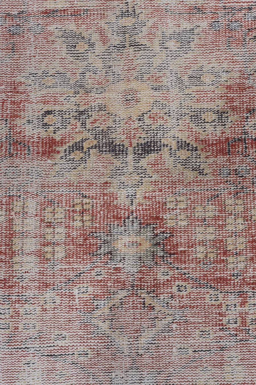 8' x 11' one-of-a-kind handmade antique Sparta large size rug. Color palette: taupe, dusty rose, slate, ivory, terra cotta