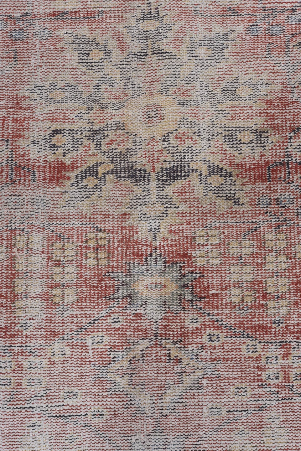 8' x 11' one-of-a-kind handmade antique Sparta large size rug. Color palette: taupe, dusty rose, slate, ivory, terra cotta