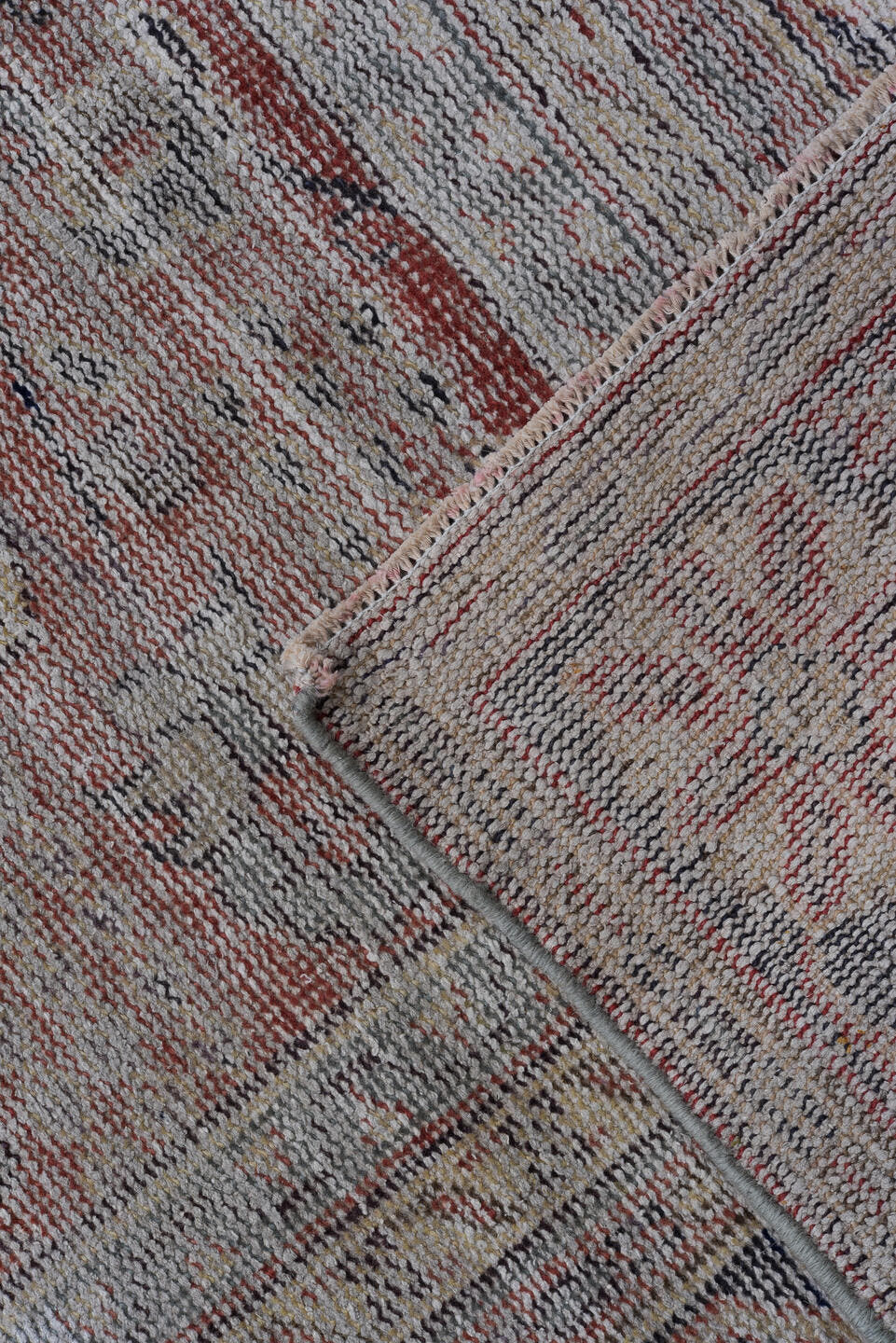 8' x 11' one-of-a-kind handmade antique Sparta large size rug. Color palette: taupe, dusty rose, slate, ivory, terra cotta