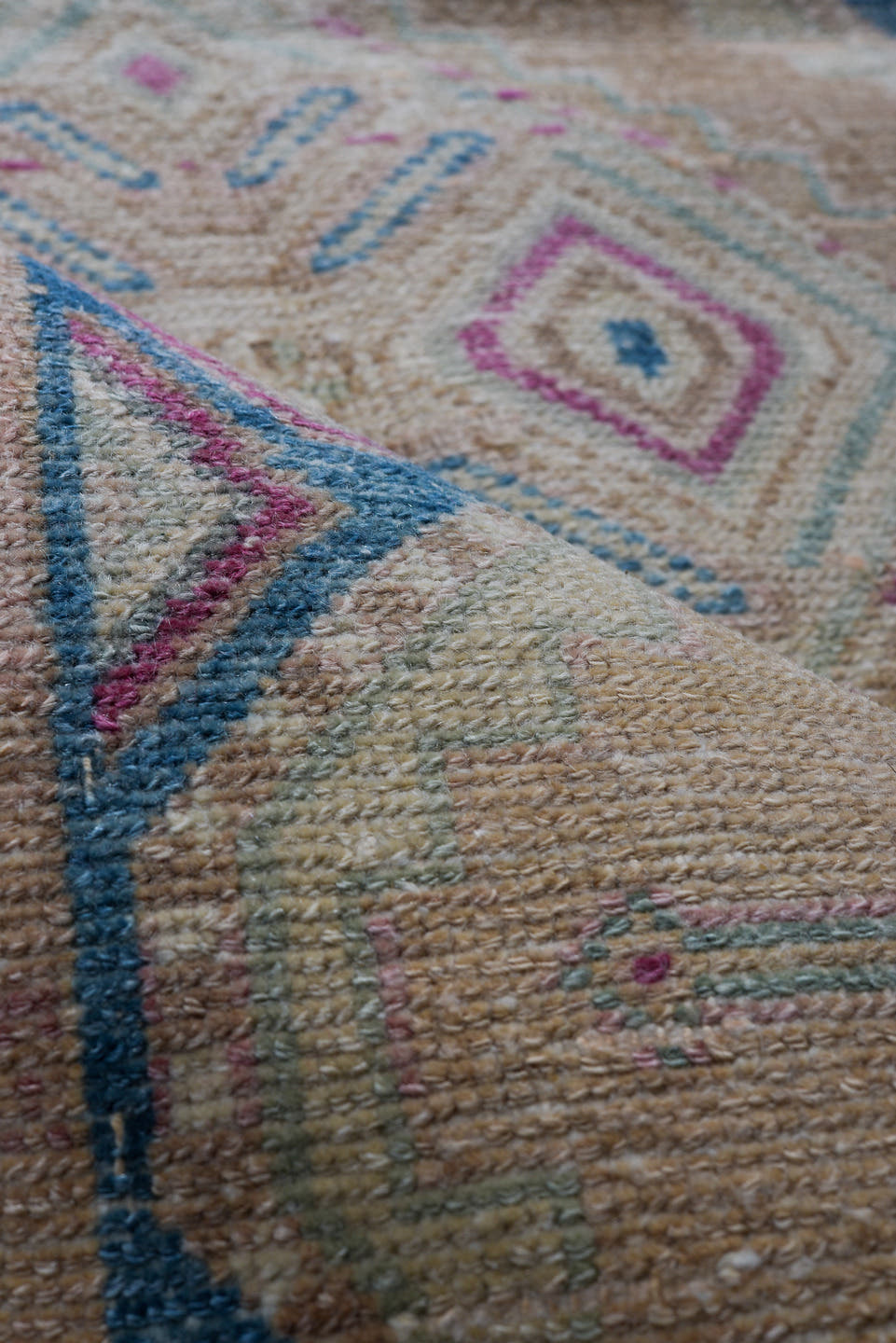 3' x 10' one-of-a-kind handmade antique Malayer runner rug. Color palette: camel, ivory, turquoise, rose, magenta, taupe
