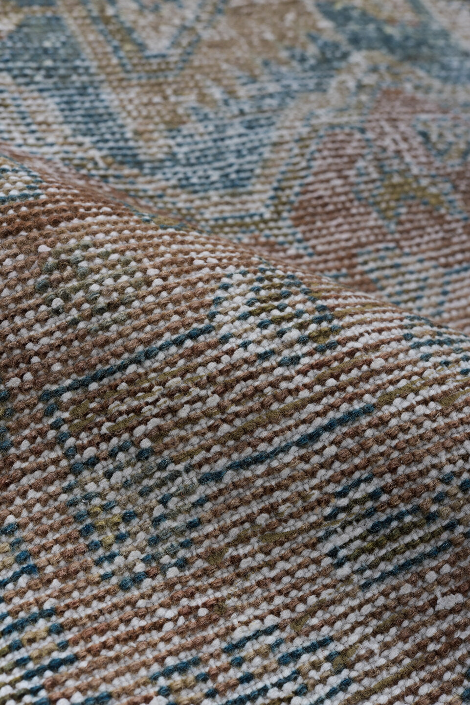 4' x 6' one-of-a-kind handmade antique Hamadan rug. Color palette: ivory, taupe, blue, rust, camel, brown, beige, gray