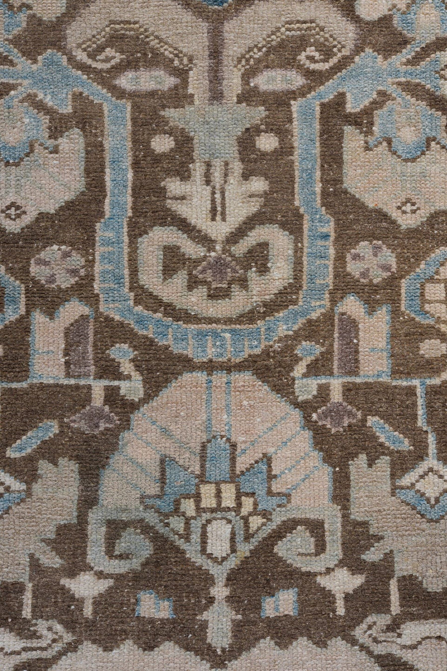 3' x 9' one-of-a-kind handmade antique Hamadan runner rug. Color palette: brown, ivory, sky_blue, taupe, slate, camel