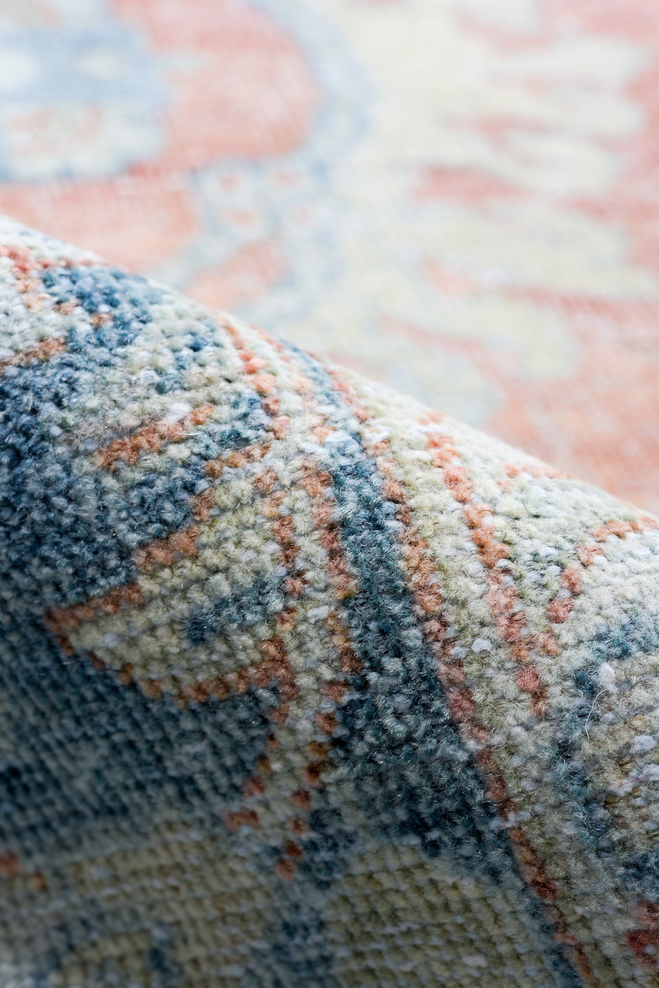 8' x 12' one-of-a-kind handmade antique Mahal large size rug. Color palette: terra cotta, pale blue, ivory, sky blue