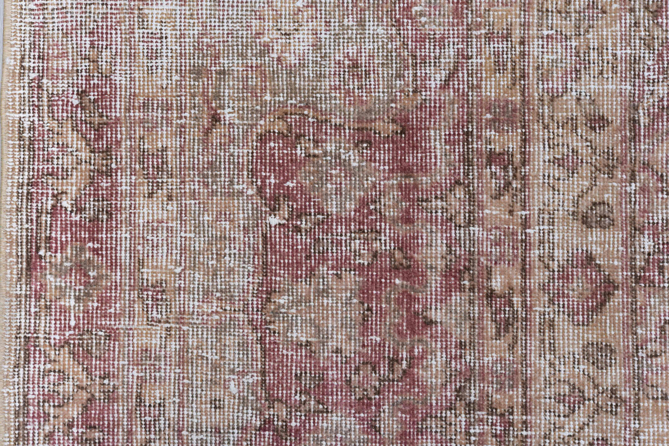 9' x 13' one-of-a-kind handmade antique Sparta large size rug. Color palette: ivory, rose, taupe, blush, beige, dusty pink