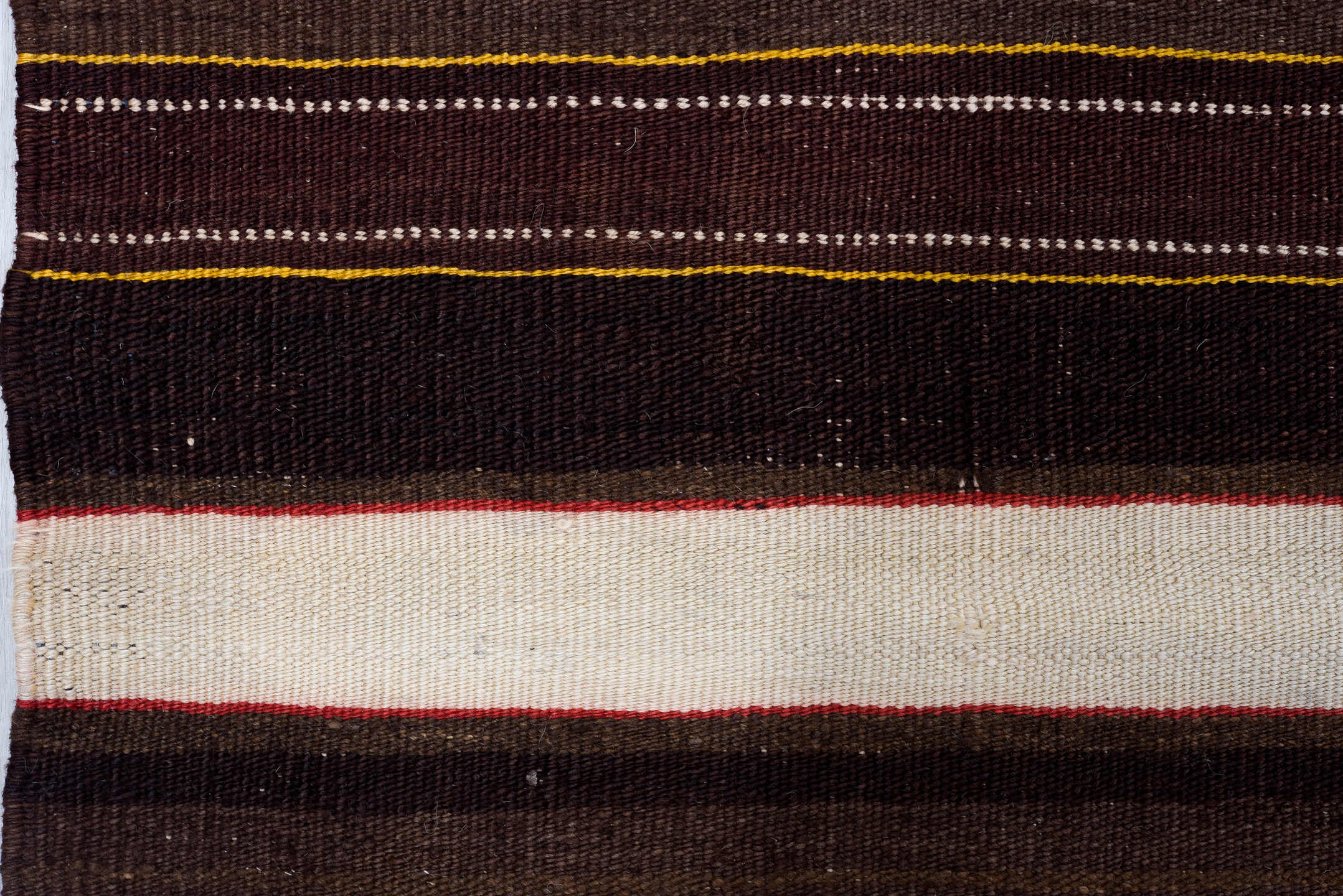 6' x 15' one-of-a-kind handmade vintage Kilim rug. Color palette: gray, brown, yellow, pink, red, black, light gray