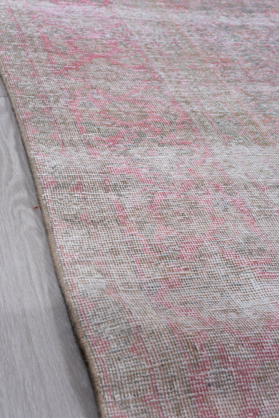 6' x 10' one-of-a-kind handmade antique Tabriz large size rug. Color palette: silver, blush, ivory, taupe, rose, gray, pink
