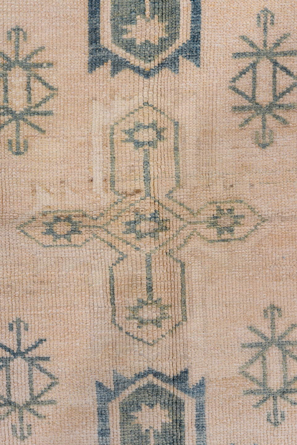 4' x 7' one-of-a-kind handmade vintage Oushak rug. Color palette: black, blue, charcoal, dim gray, gray, light gray