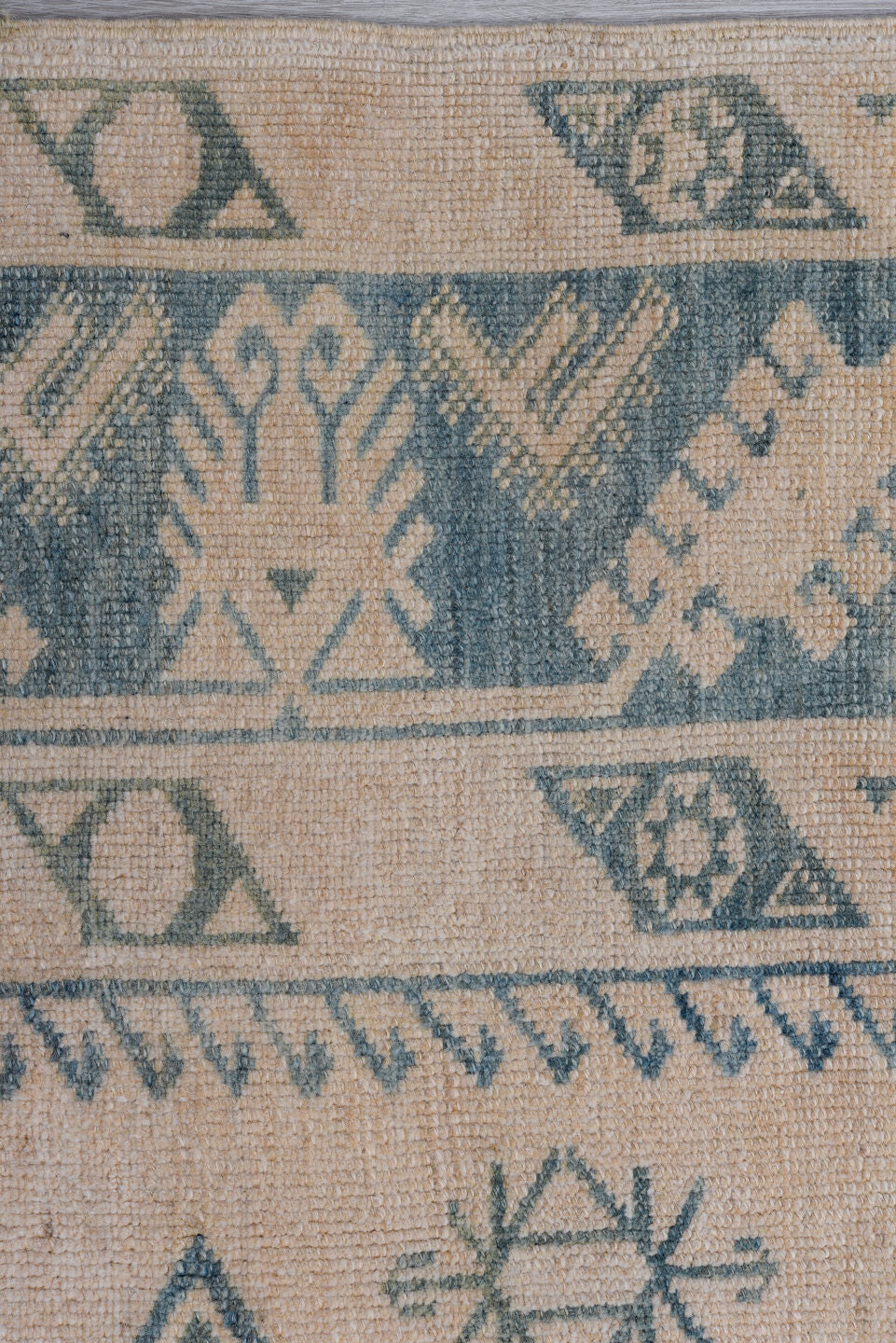 4' x 7' one-of-a-kind handmade vintage Oushak rug. Color palette: black, blue, charcoal, dim gray, gray, light gray