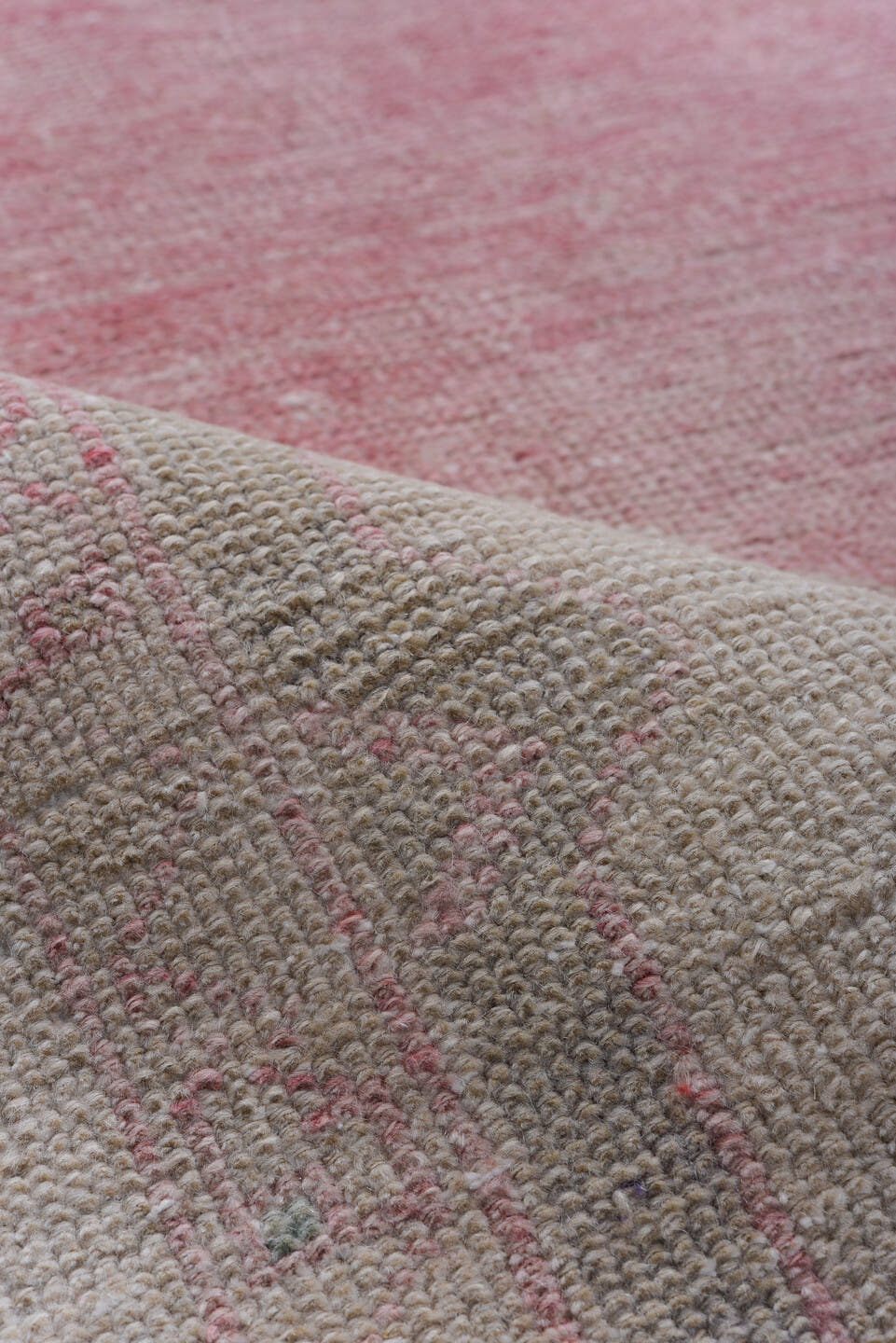 6' x 11' one-of-a-kind handmade antique Oushak large size rug. Color palette: rose, ivory, blush, taupe, sage, pale blue