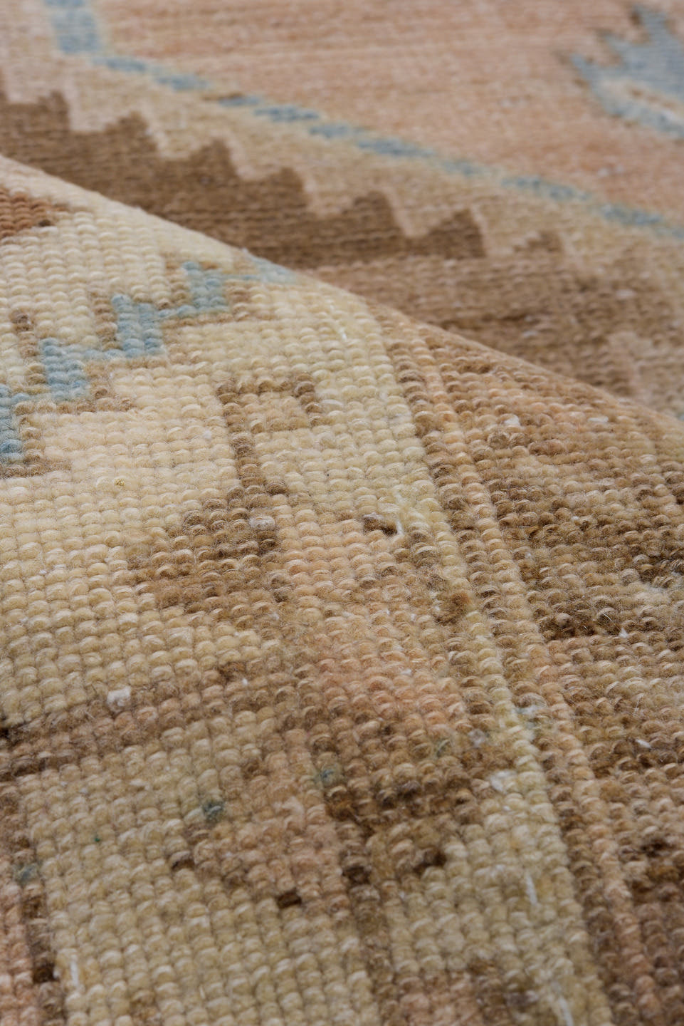 3' x 9' one-of-a-kind handmade antique Malayer runner rug. Color palette: brown, ivory, camel, pale_blue, taupe, beige