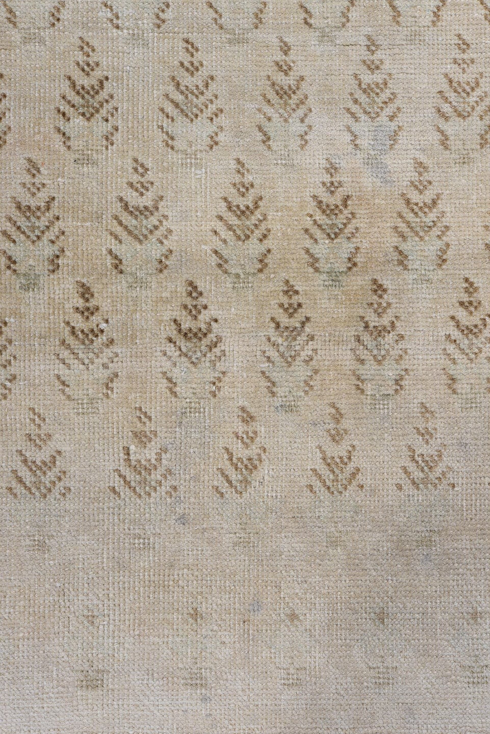 3' x 12' one-of-a-kind handmade antique Sparta runner rug. Color palette: ivory, beige, taupe, camel, pale blue, sand, gray