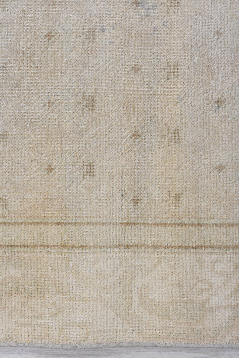 3' x 12' one-of-a-kind handmade antique Sparta runner rug. Color palette: ivory, beige, taupe, camel, pale blue, sand, gray