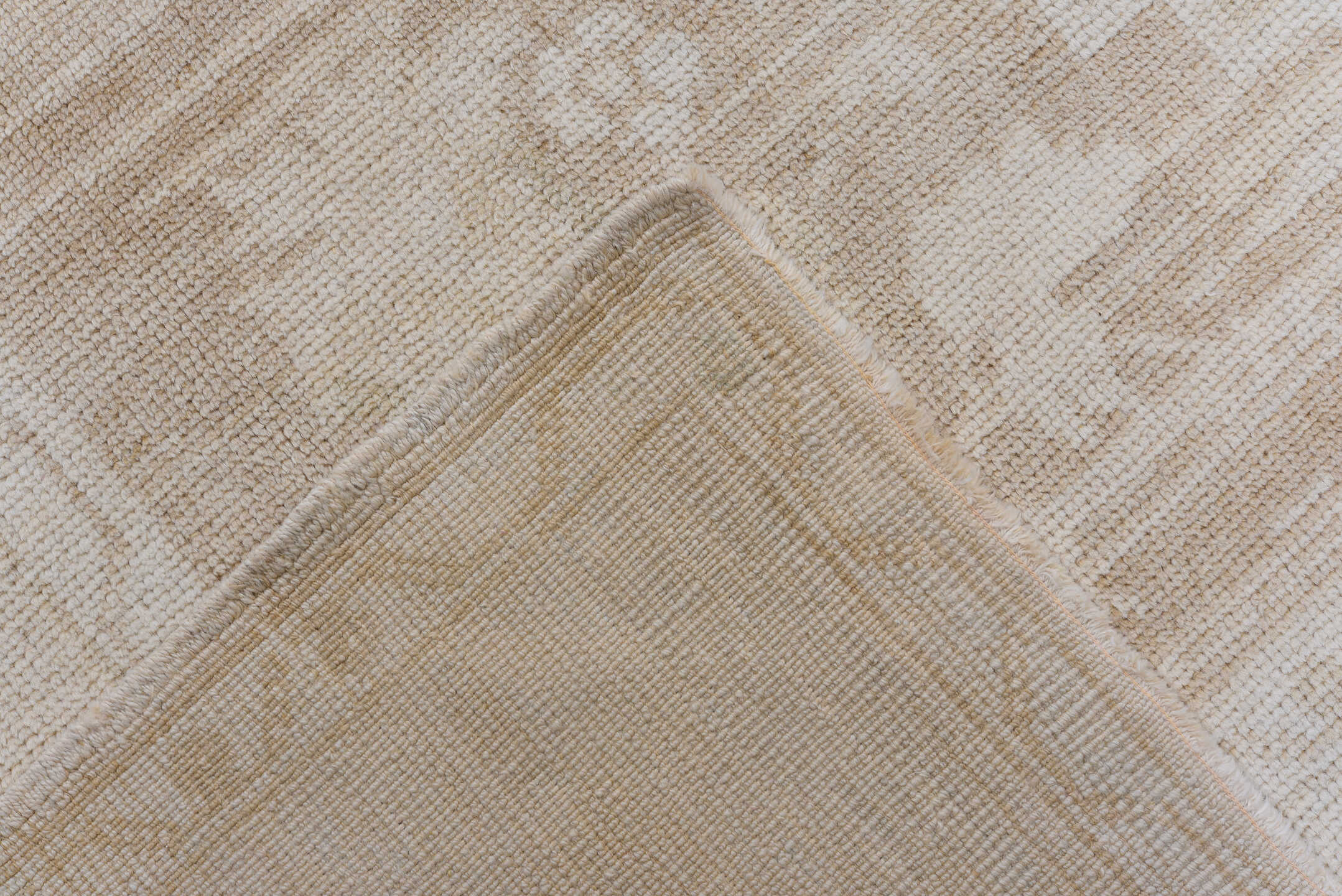 4' x 9' one-of-a-kind handmade vintage Oushak runner rug. Color palette: ivory, cream, sand, beige, taupe, gray
