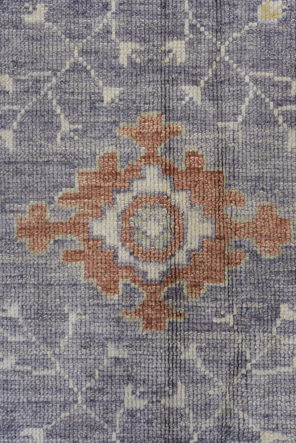 11' x 15' one-of-a-kind handmade vintage Oushak oversize rug. Color palette: gray, sage, ivory, rust, gold, peach, taupe