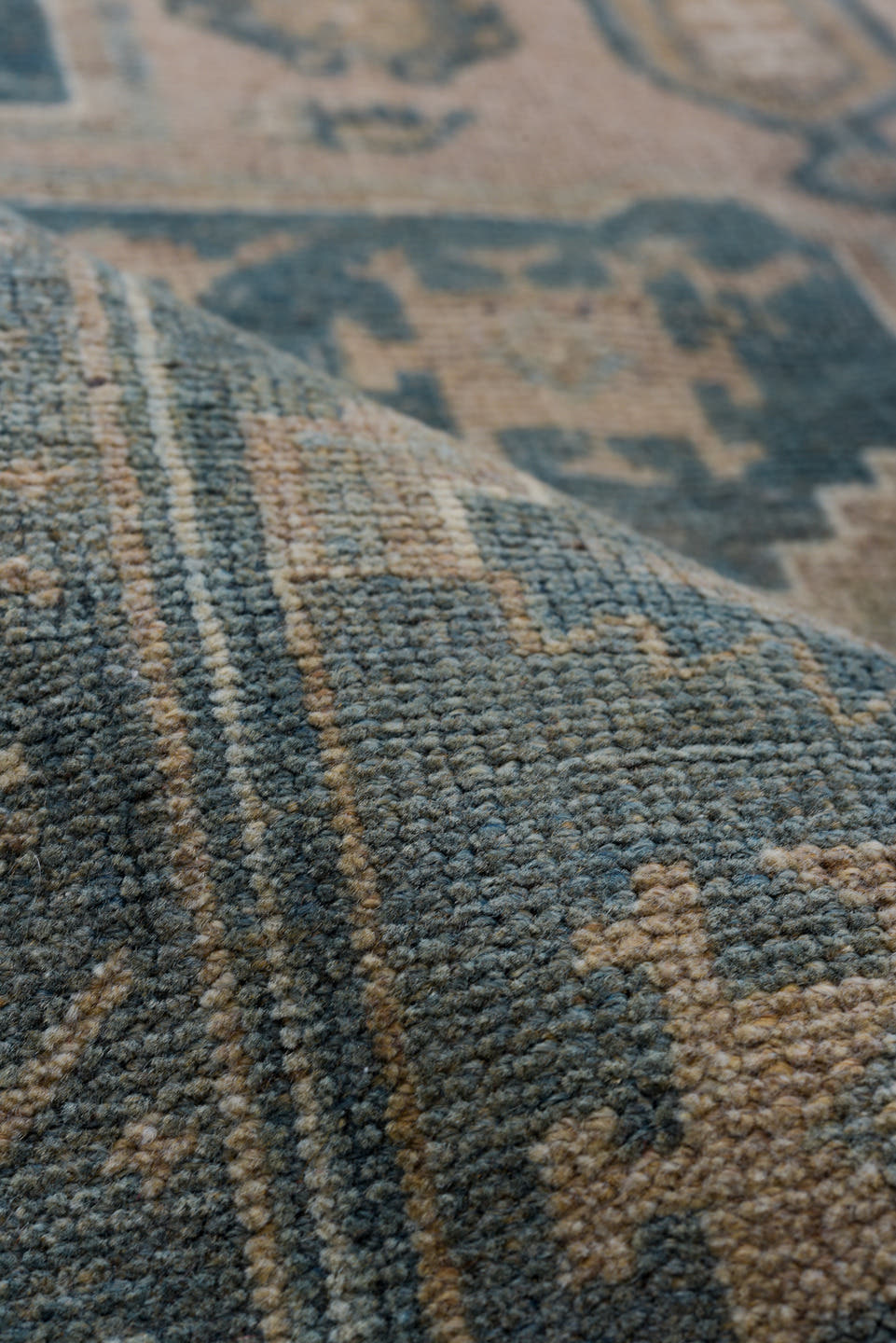 4' x 9' one-of-a-kind handmade antique NW Persian runner rug. Color palette: beige, slate, ivory, taupe, camel, charcoal