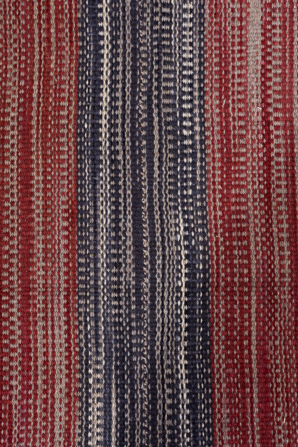 13' x 17' one-of-a-kind handmade vintage Kilim oversize rug. Color palette: red, charcoal, ivory, camel, rose, gray, black