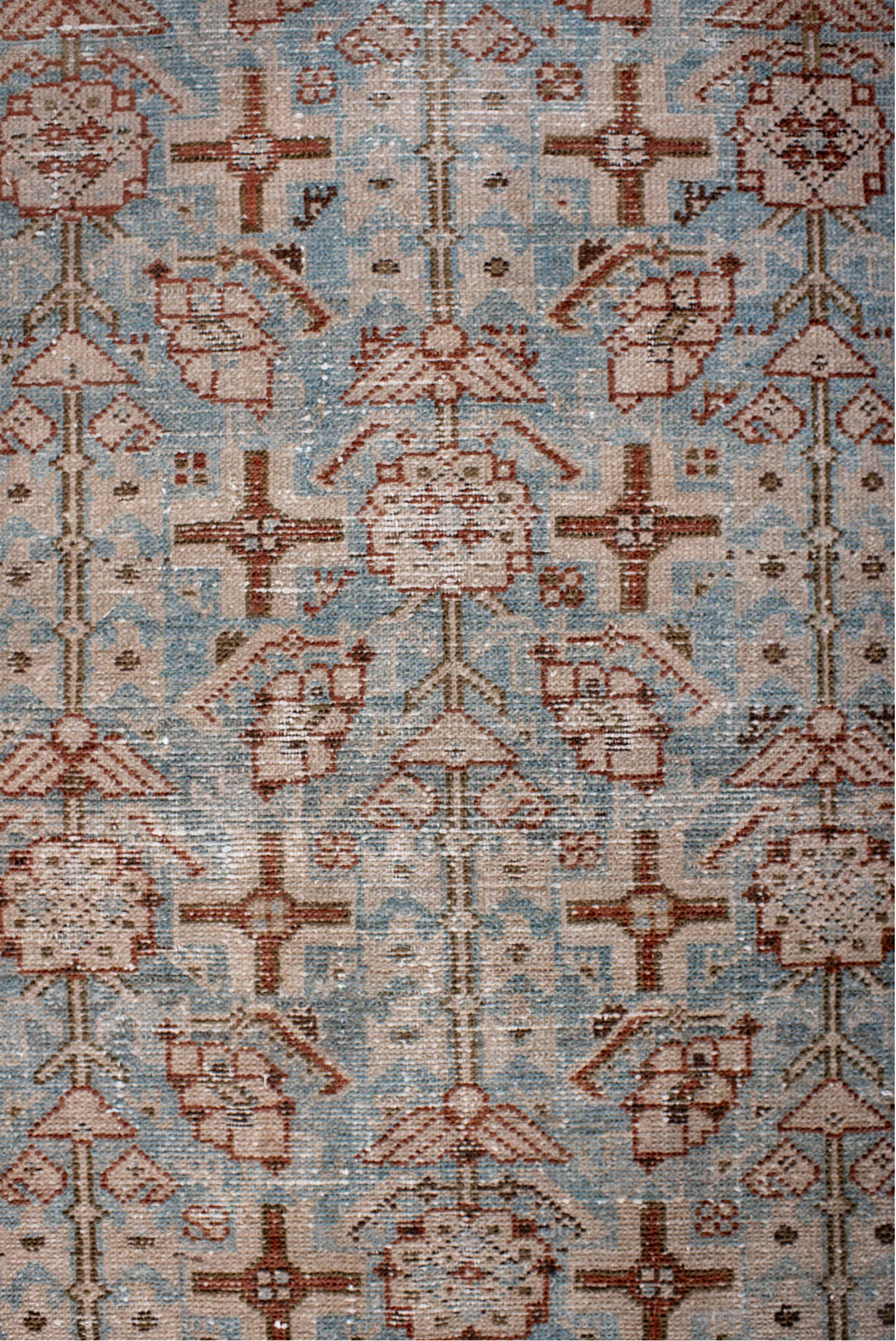 3' x 13' one-of-a-kind handmade vintage Hamadan runner rug. Color palette: brown, dark gray, dim gray, gray, light gray