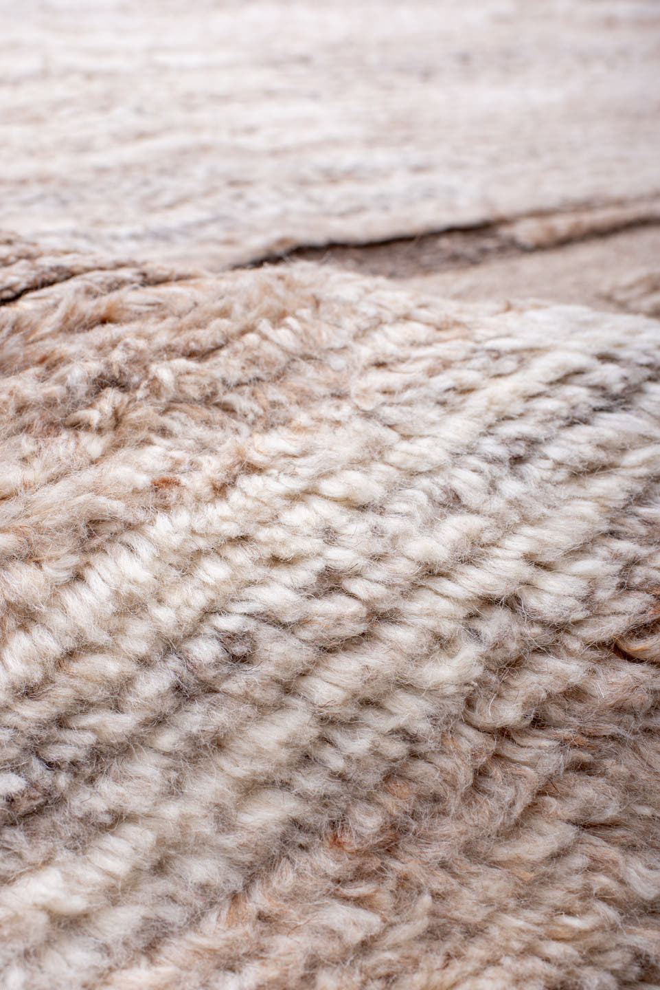 9' x 12' one-of-a-kind handmade vintage Shag large size rug. Color palette: ivory, taupe, camel, charcoal, cream, beige