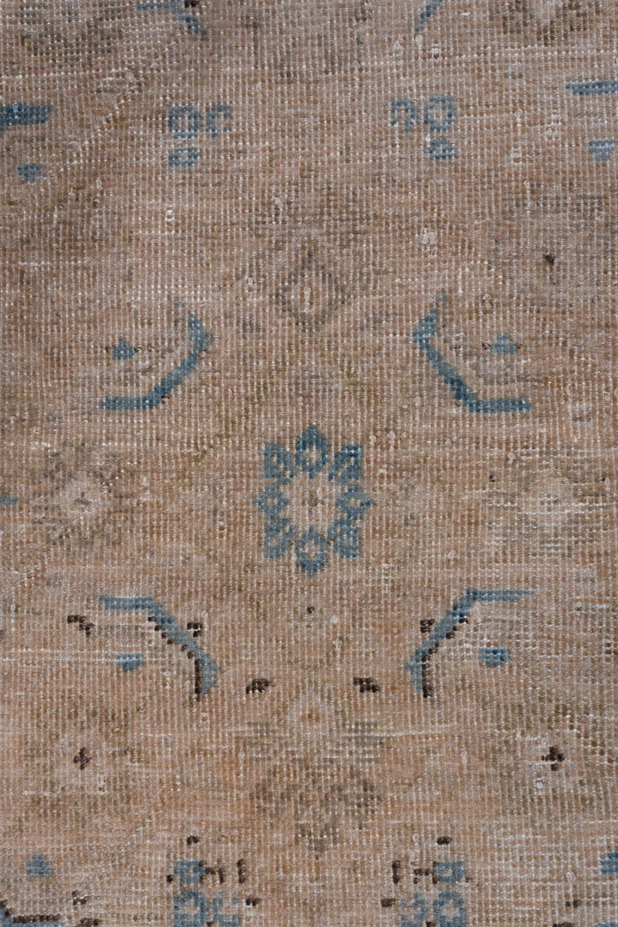 3' x 9' one-of-a-kind handmade antique Mahal runner rug. Color palette: taupe, ivory, sky blue, charcoal, beige, gray