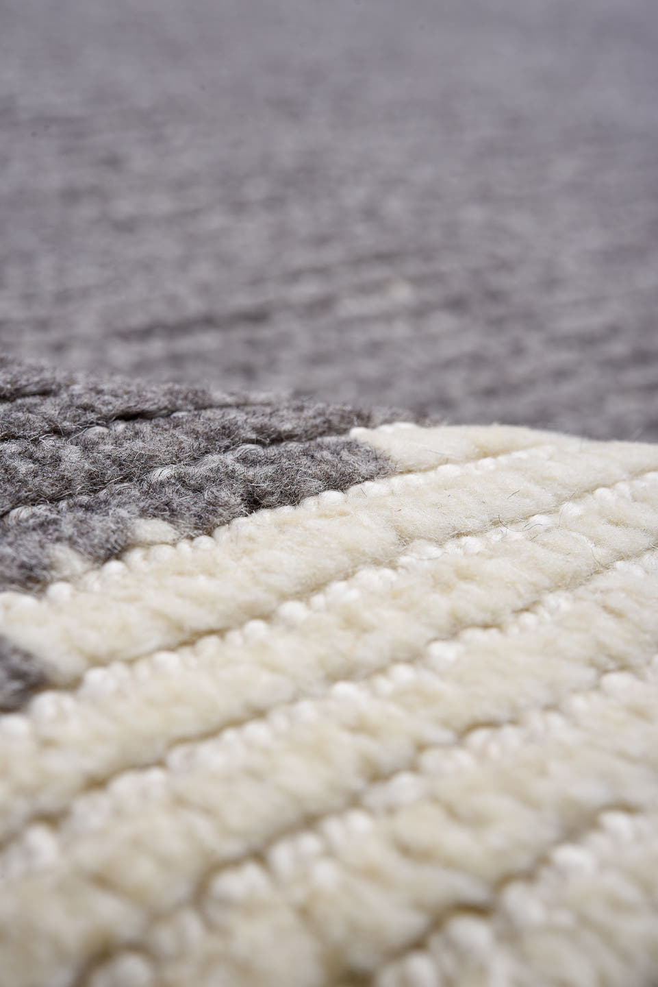 10' x 14' one-of-a-kind handmade vintage Tulu large size rug. Color palette: charcoal, black, ivory, gray