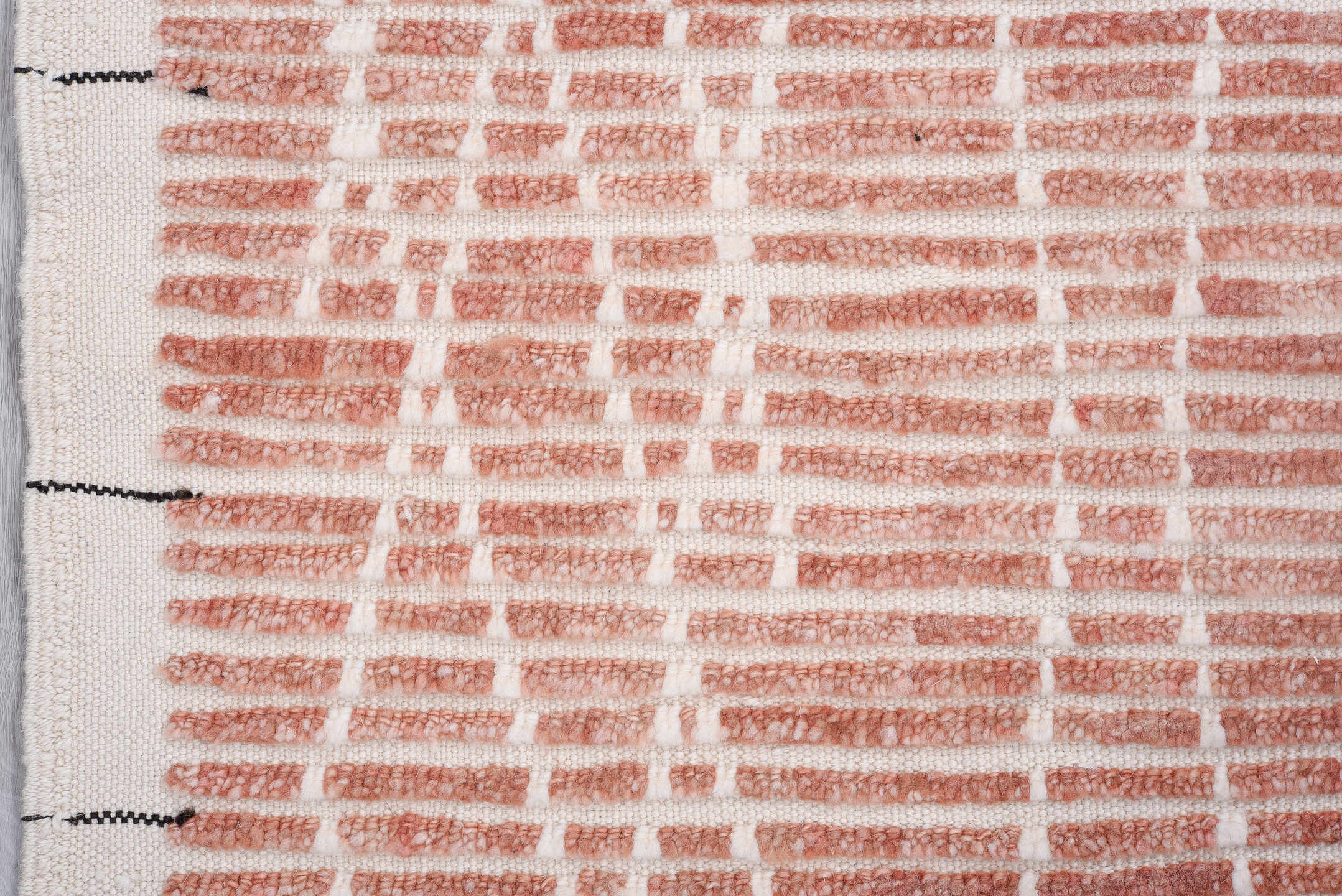 2' x 12' one-of-a-kind handmade vintage Tulu runner rug. Color palette: brown, gray, light gray, off-white, pink, red