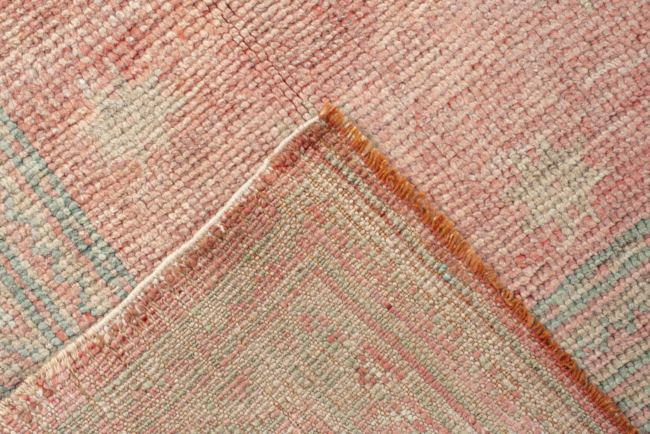 5' x 9' one-of-a-kind handmade vintage Oushak medium size rug. Color palette: brown, gray, light gray, off-white, orange