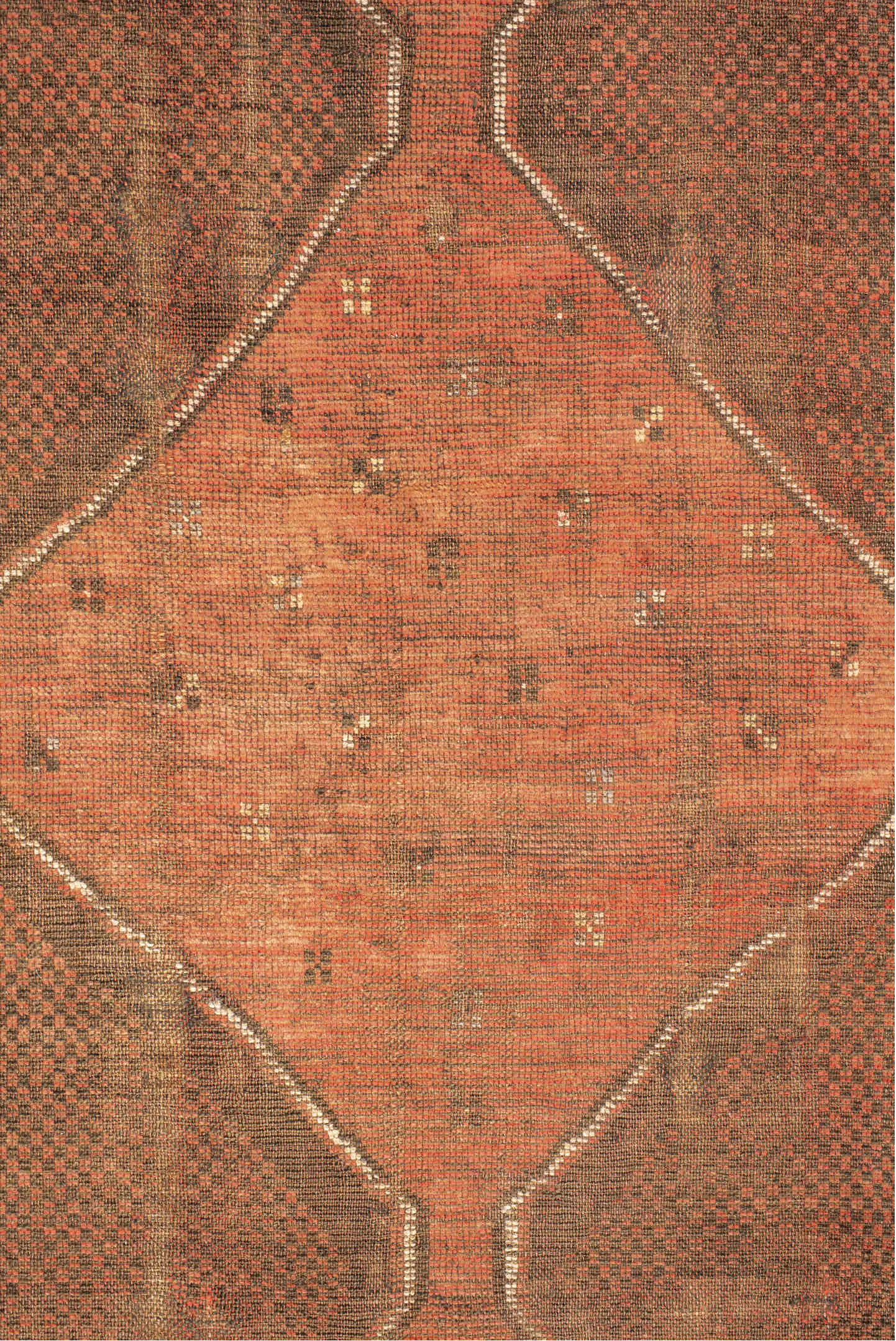 3' x 10' one-of-a-kind handmade antique Oushak runner rug. Color palette: salmon, taupe, brown, ivory, terra cotta, pink