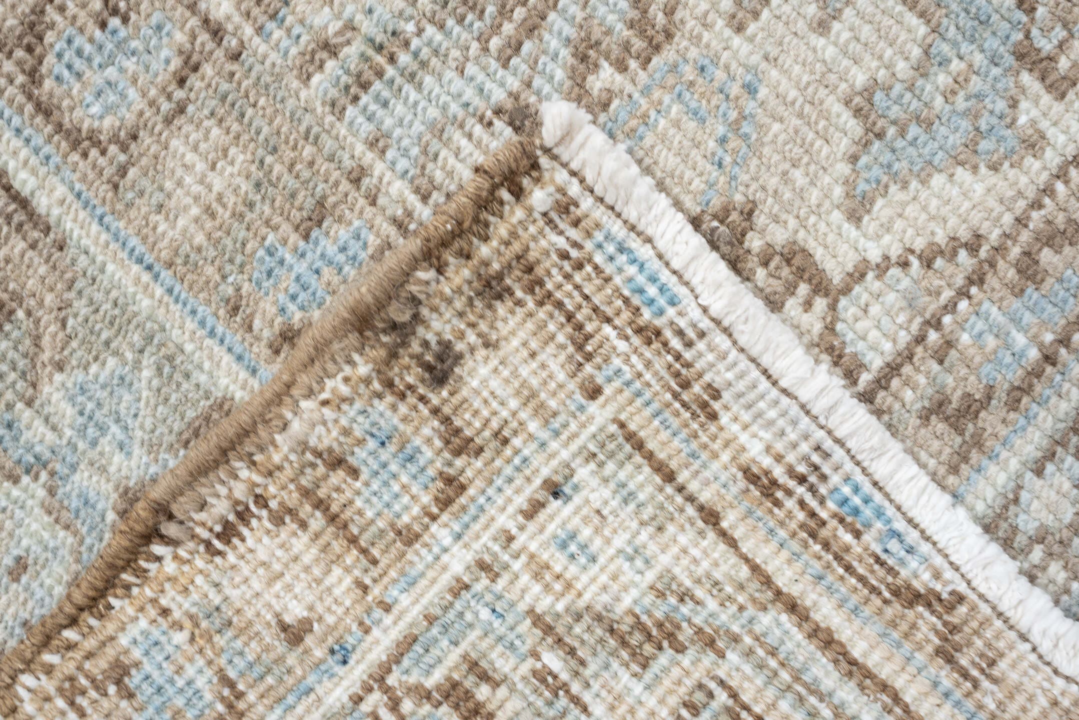 8' x 10' one-of-a-kind handmade vintage Heriz large size rug. Color palette: ivory, pale blue, taupe, beige, light gray