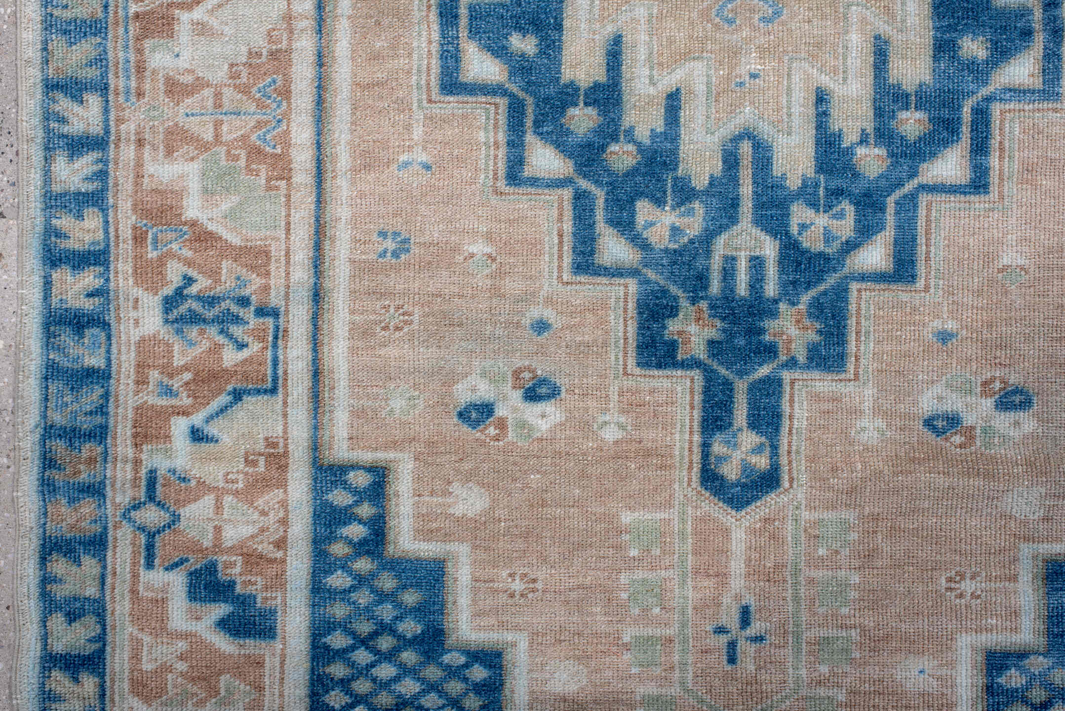 4' x 7' one-of-a-kind handmade vintage Anatolian rug. Color palette: blue, dark gray, dim gray, gray, light blue, light gray