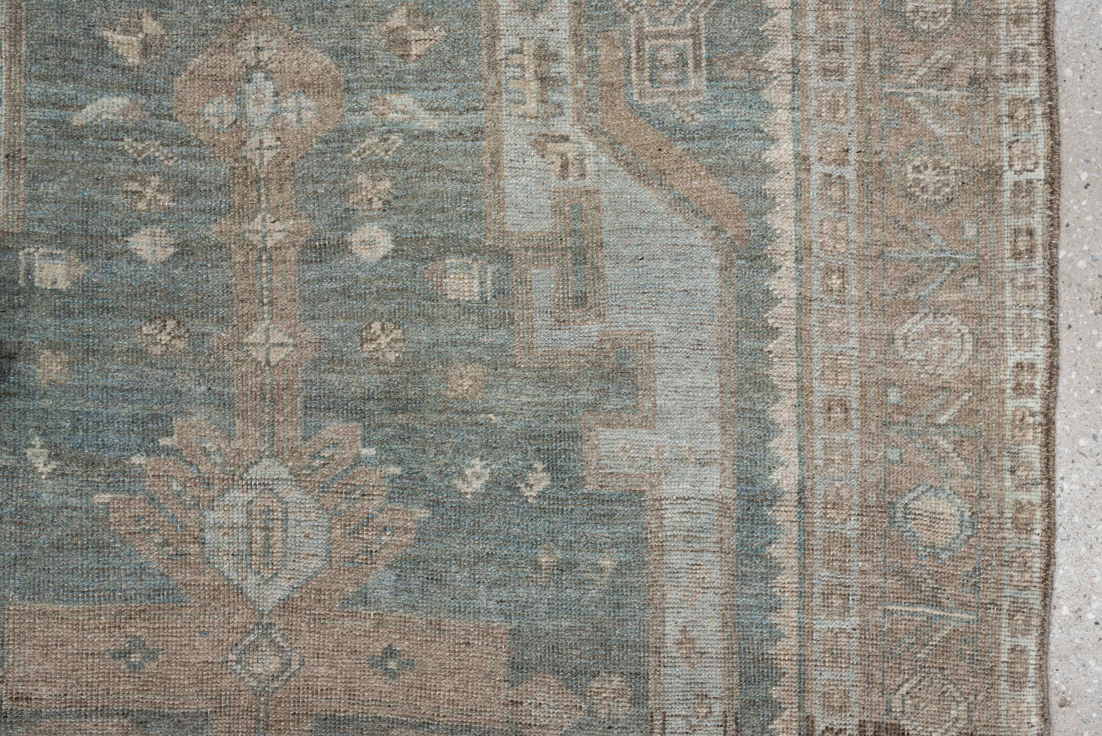 4' x 7' one-of-a-kind handmade antique Bidjar rug. Color palette: blue, taupe, brown, ivory, camel, slate, beige, gray