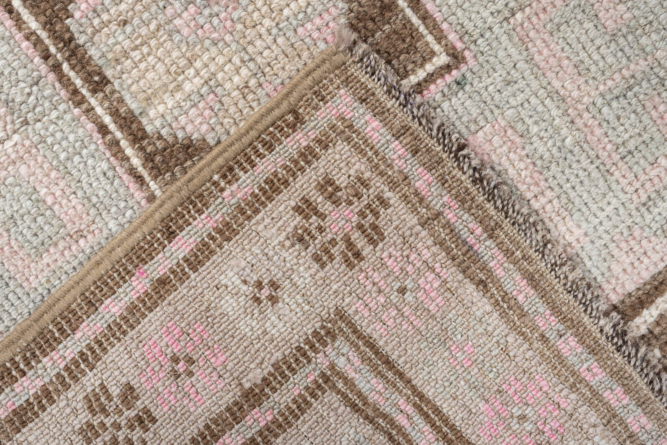 7' x 2' one-of-a-kind handmade antique NW Persian rug. Color palette: ivory, brown, sky blue, blush, taupe, light blue, pink