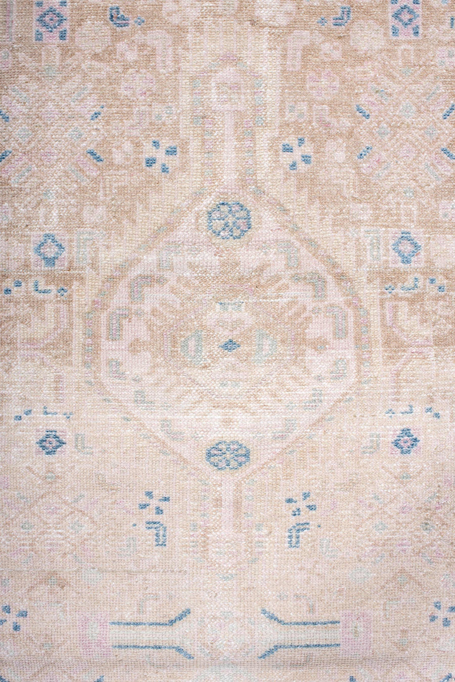 2' x 9' one-of-a-kind handmade antique Hamadan runner rug. Color palette: ivory, blush, pale blue, cream, taupe, pink