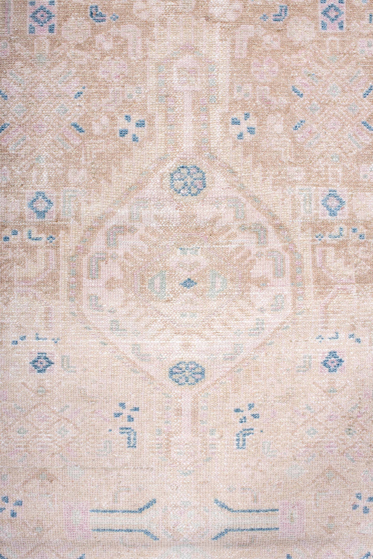 2' x 9' one-of-a-kind handmade antique Hamadan runner rug. Color palette: ivory, blush, pale blue, cream, taupe, pink