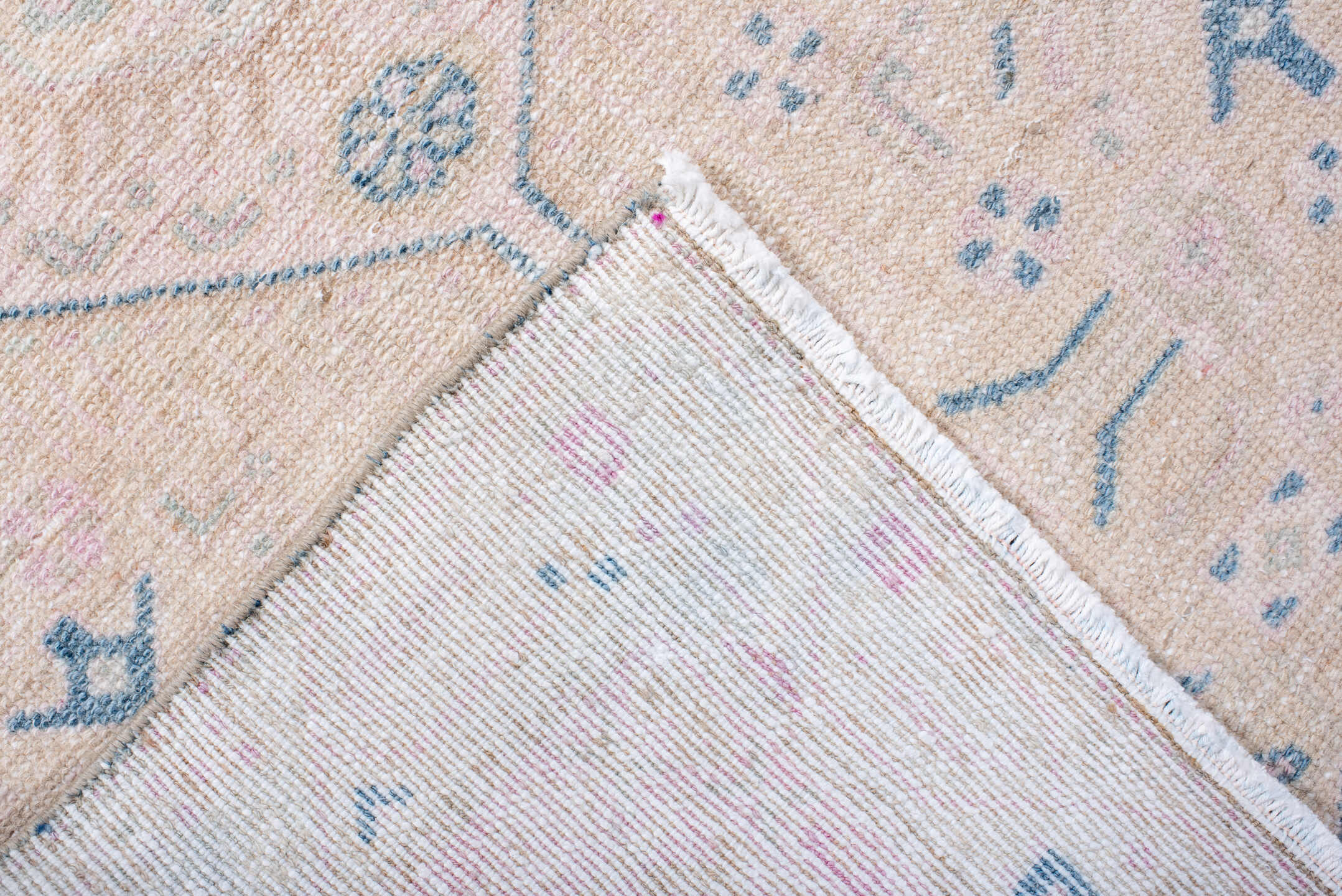2' x 9' one-of-a-kind handmade antique Hamadan runner rug. Color palette: ivory, blush, pale blue, cream, taupe, pink