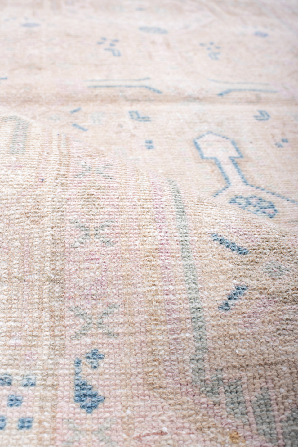 2' x 9' one-of-a-kind handmade antique Hamadan runner rug. Color palette: ivory, blush, pale blue, cream, taupe, pink