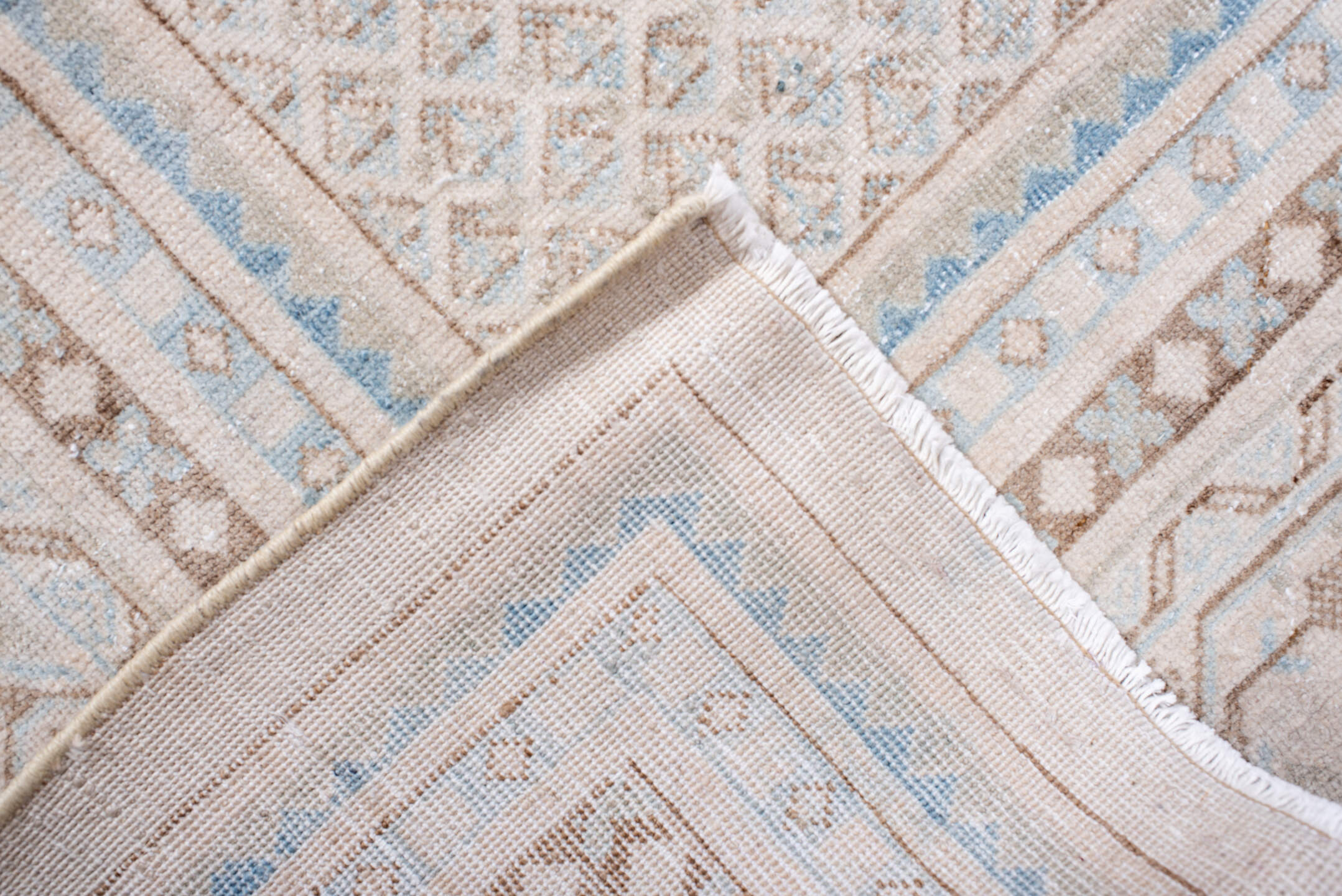 9' x 10' one-of-a-kind handmade vintage Saraband large size rug. Color palette: brown, dark gray, gainsboro, gray