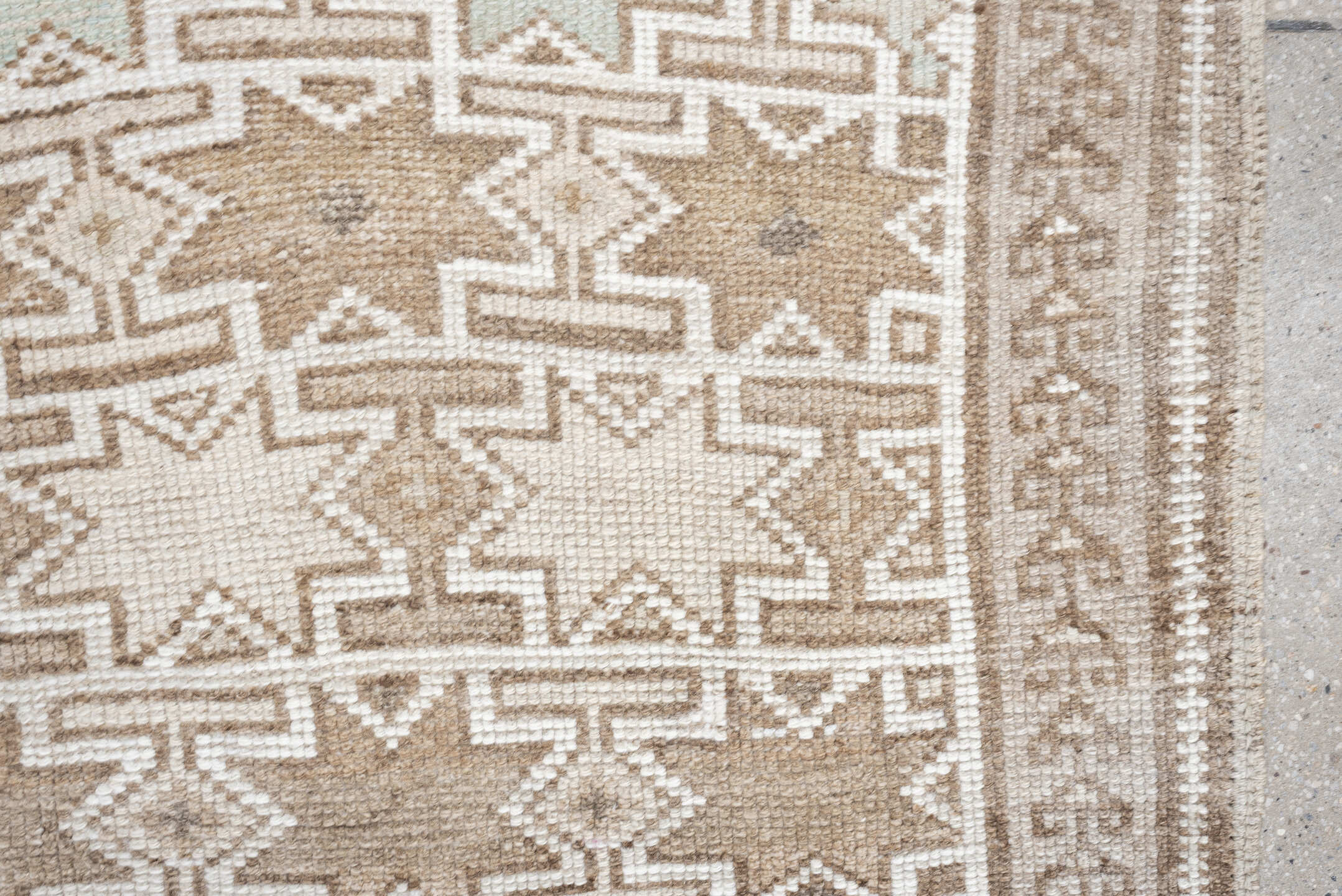 4' x 6' one-of-a-kind handmade antique Kurd small size rug. Color palette: ivory, camel, taupe, sand, beige, gray