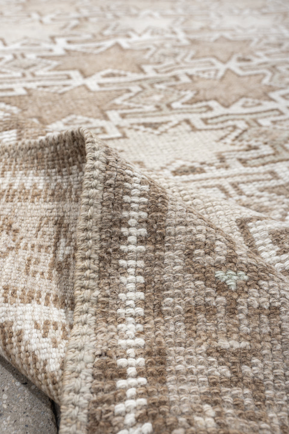 4' x 6' one-of-a-kind handmade antique Kurd small size rug. Color palette: ivory, camel, taupe, sand, beige, gray