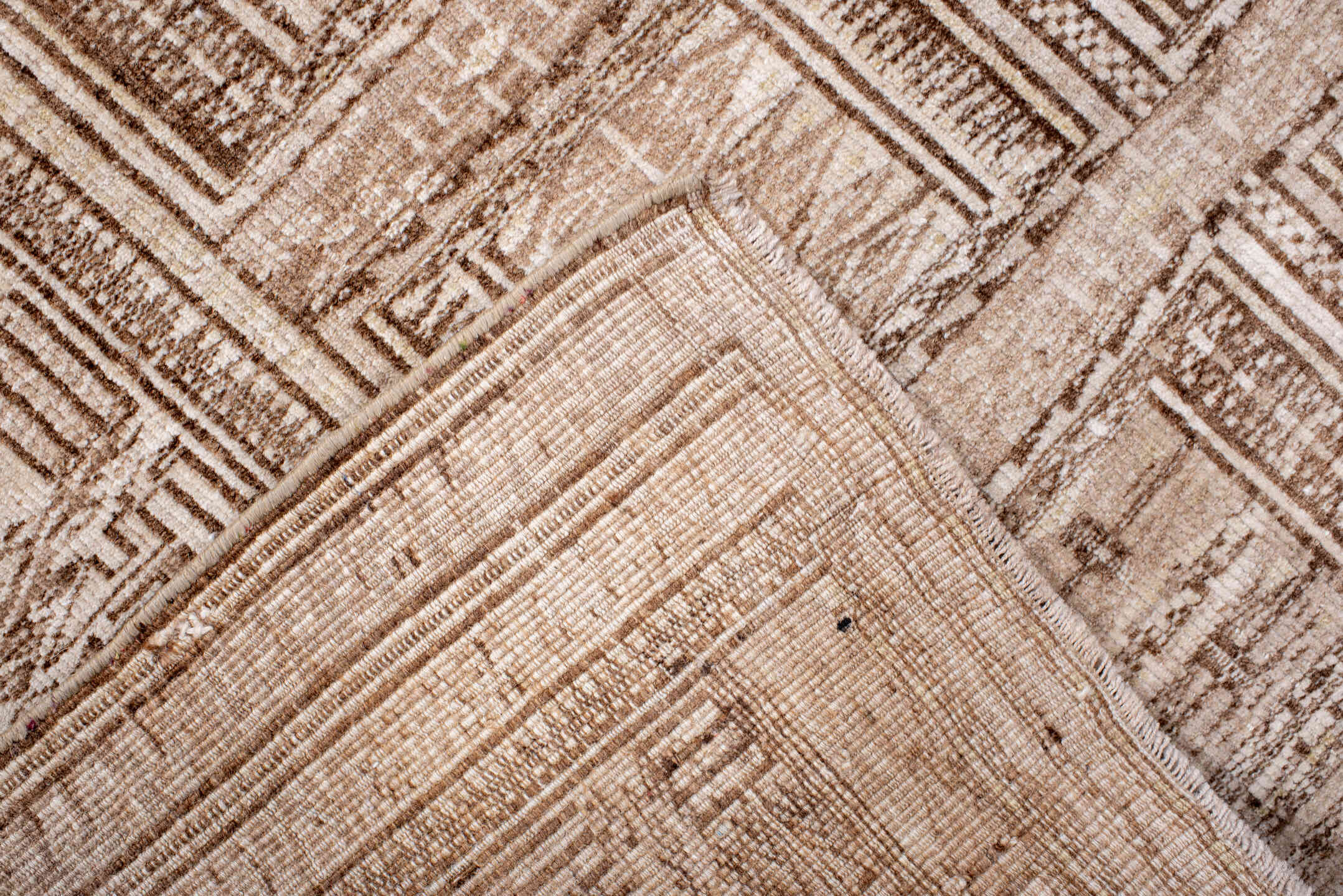 3' x 6' one-of-a-kind handmade vintage Belouch small size rug. Color palette: antiquewhite, brown, gray, light gray, linen