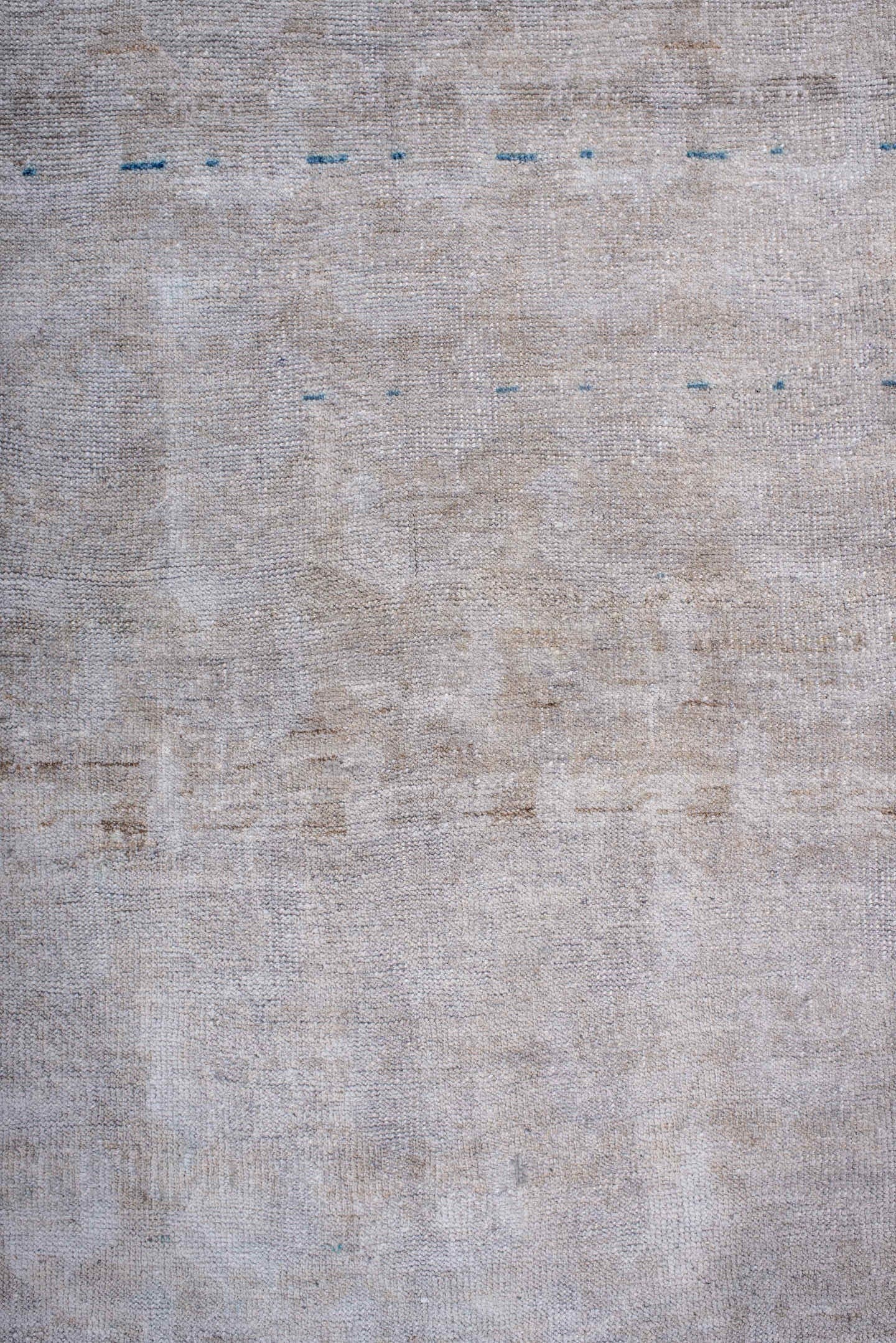 2' x 4' one-of-a-kind handmade antique Belouch small size rug. Color palette: ivory, cream, taupe, sky_blue, beige, gray