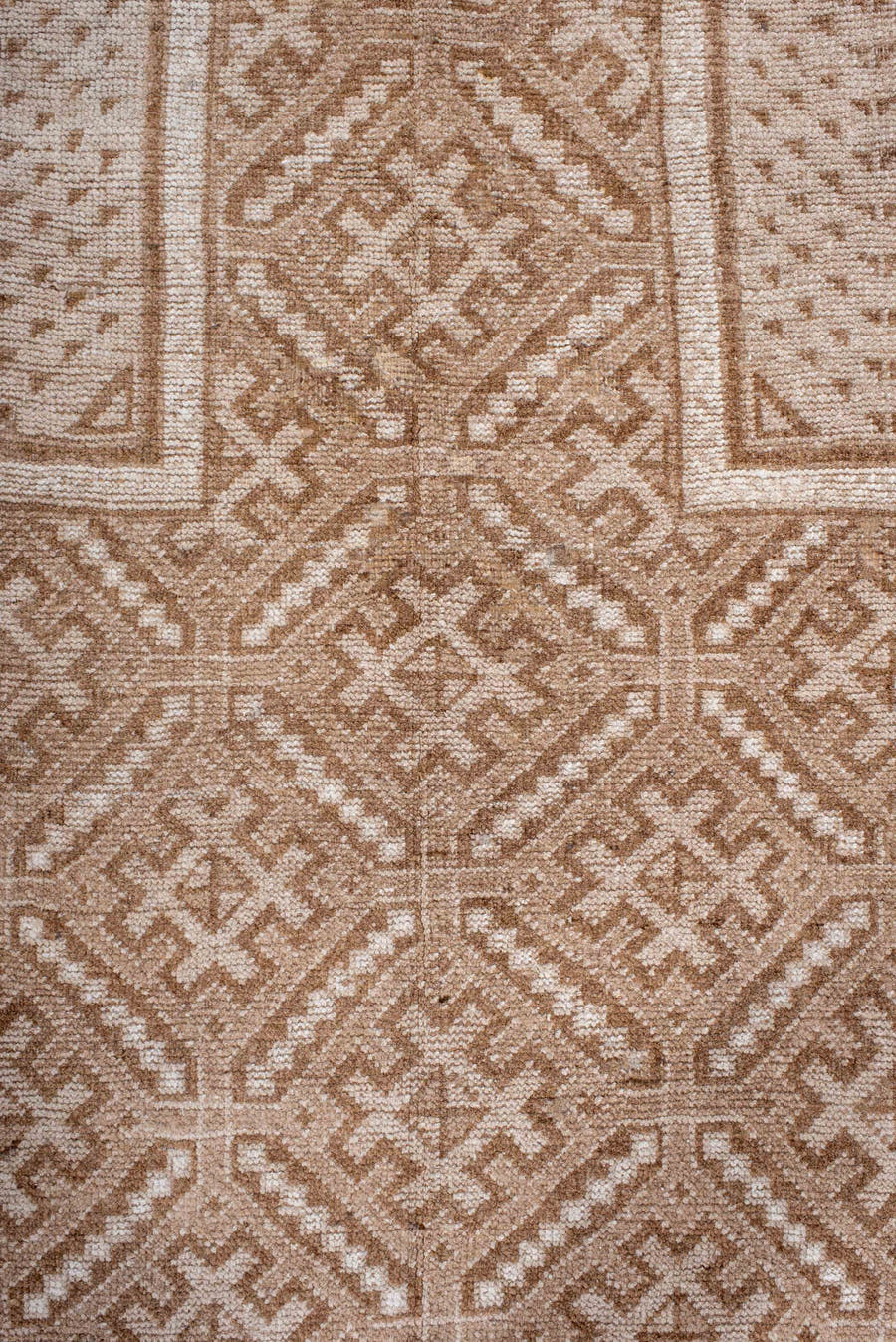 3' x 4' one-of-a-kind handmade antique Belouch small size rug. Color palette: ivory, camel, taupe, sand, beige, gray