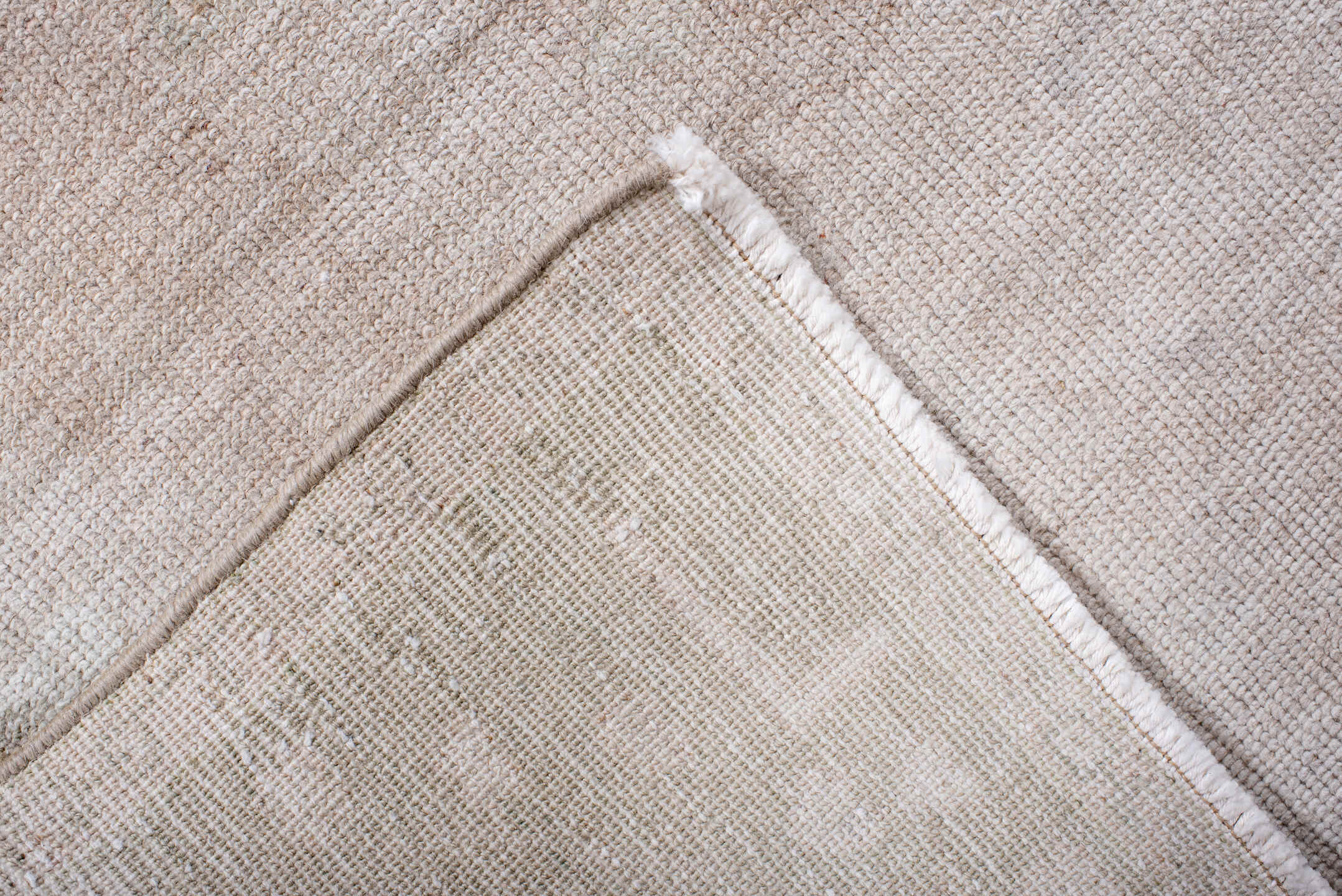 3' x 7' one-of-a-kind handmade vintage Anatol runner rug. Color palette: brown, gainsboro, gray, light gray, linen