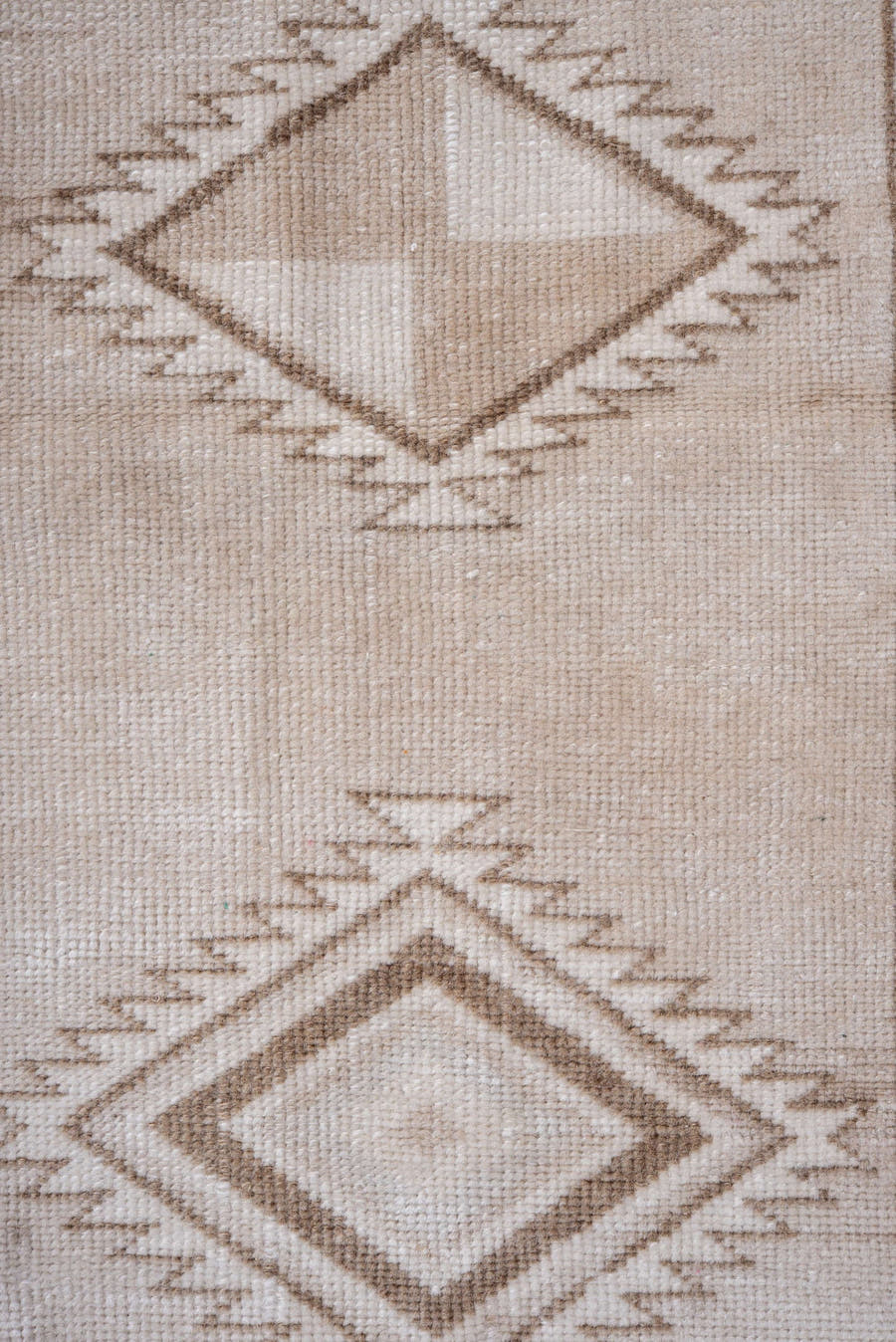 4' x 7' one-of-a-kind handmade vintage Anatolian rug. Color palette: ivory, taupe, beige, camel, light brown, gray, brown