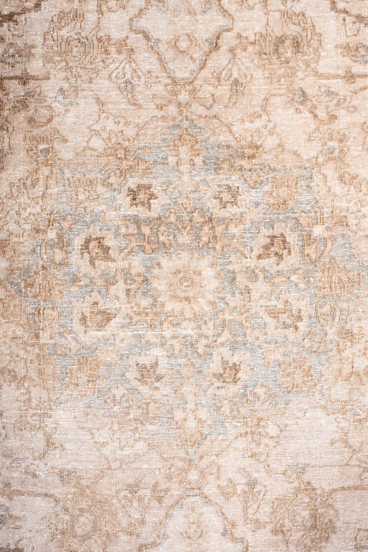 4' x 6' one-of-a-kind handmade vintage Isfahan small size rug. Color palette: ivory, beige, taupe, blush, pale blue, gray