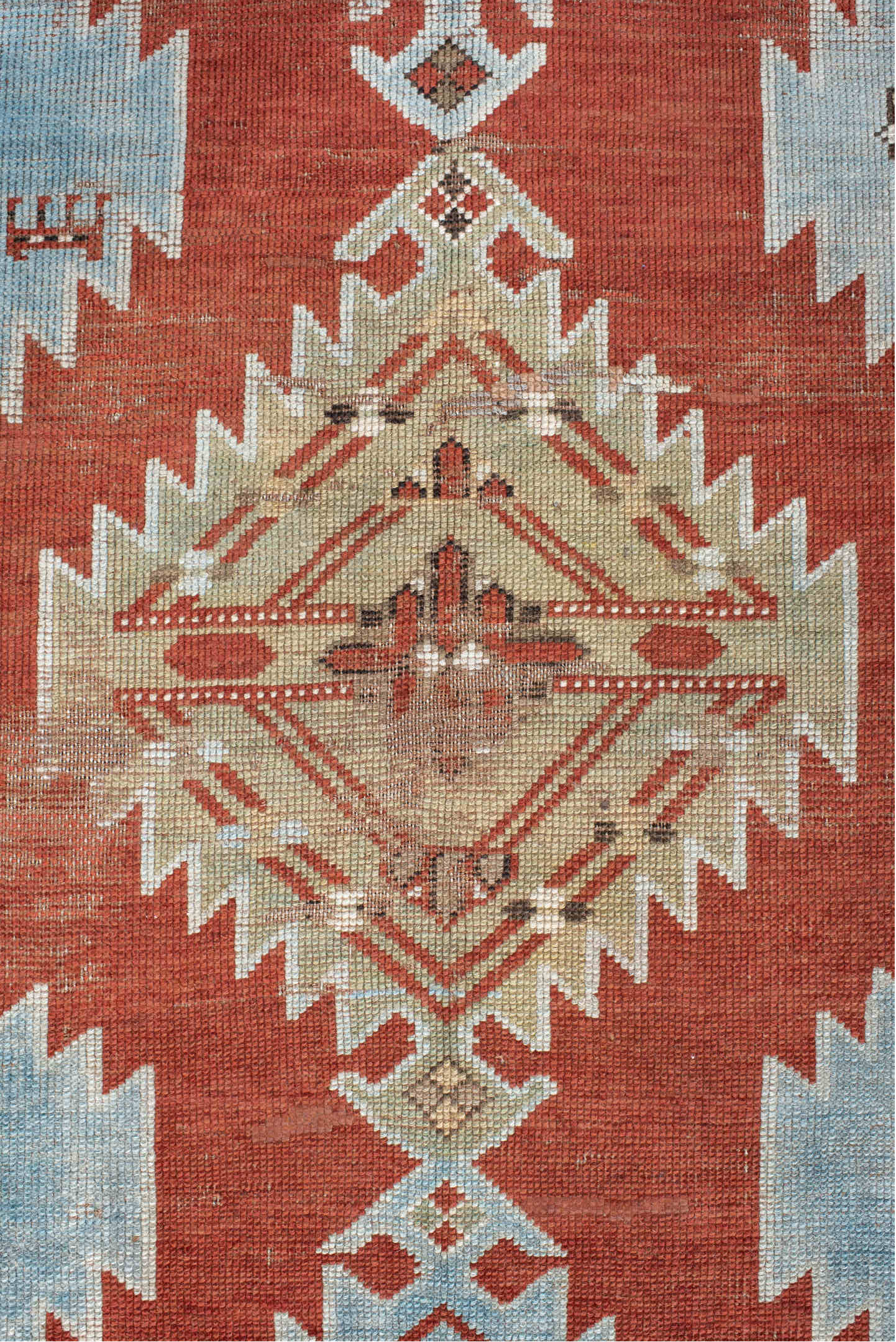 5' x 7' one-of-a-kind handmade vintage Caucasian rug. Color palette: brown, dark gray, gainsboro, gray, light gray