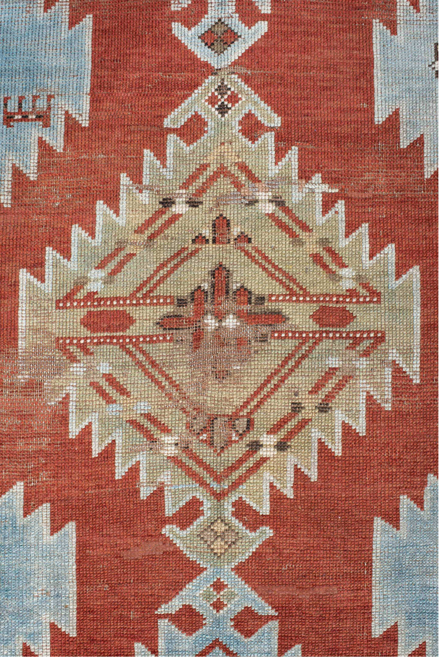 5' x 7' one-of-a-kind handmade vintage Caucasian rug. Color palette: brown, dark gray, gainsboro, gray, light gray