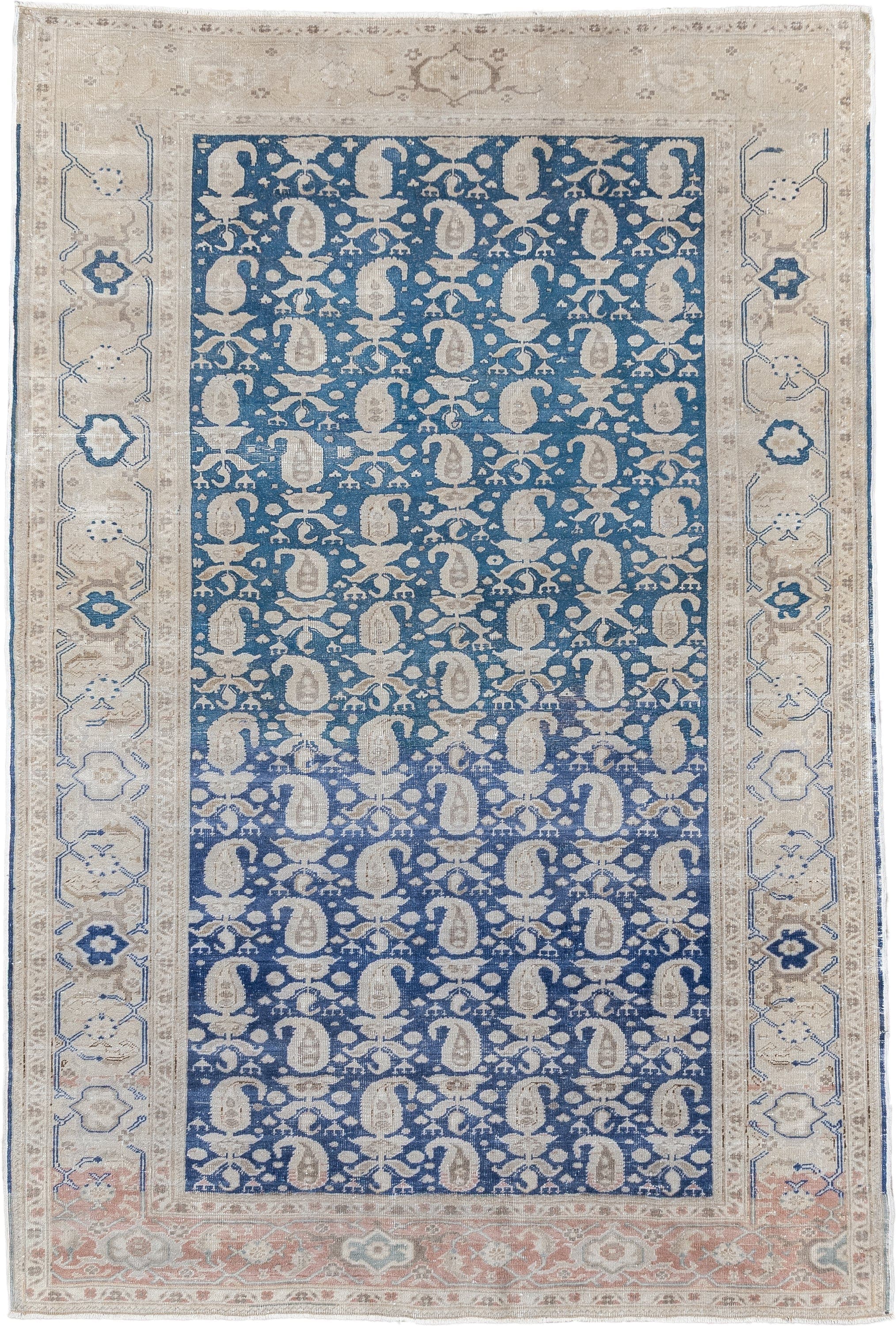 3' x 5' one-of-a-kind handmade antique Sivas small size rug. Color palette: ivory, blue, beige, blush, taupe, pink, gray