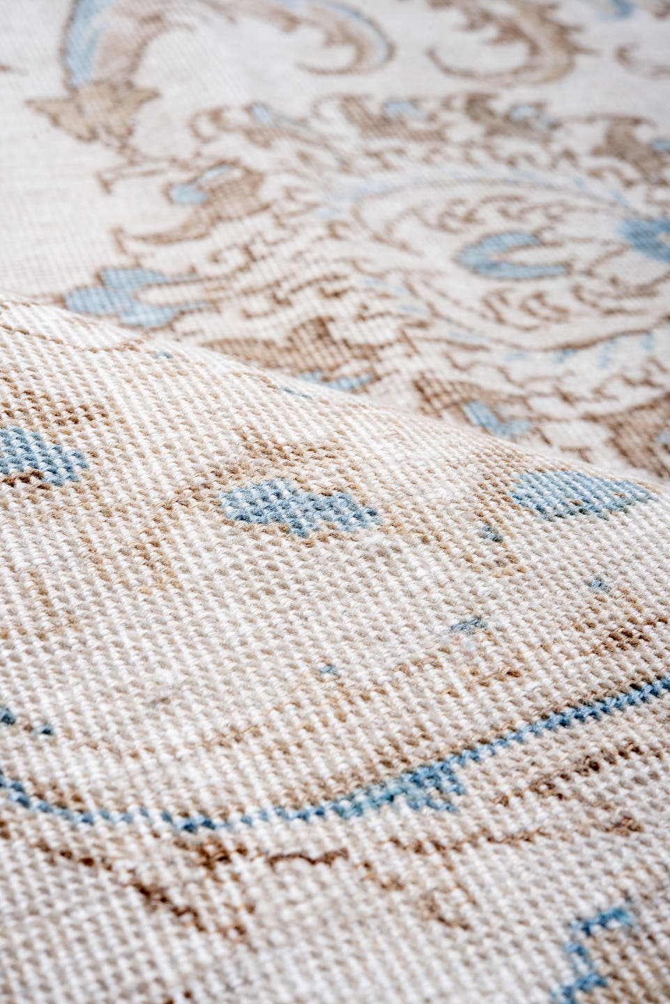10' x 13' one-of-a-kind handmade vintage Tabriz large size rug. Color palette: ivory, sky_blue, beige, taupe, camel