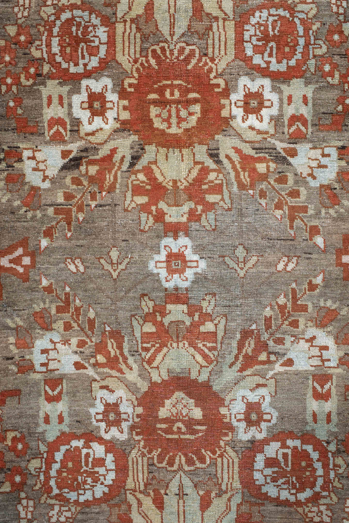 4' x 6' one-of-a-kind handmade vintage Afshar small size rug. Color palette: taupe, rust, ivory, sage, rose, terra cotta